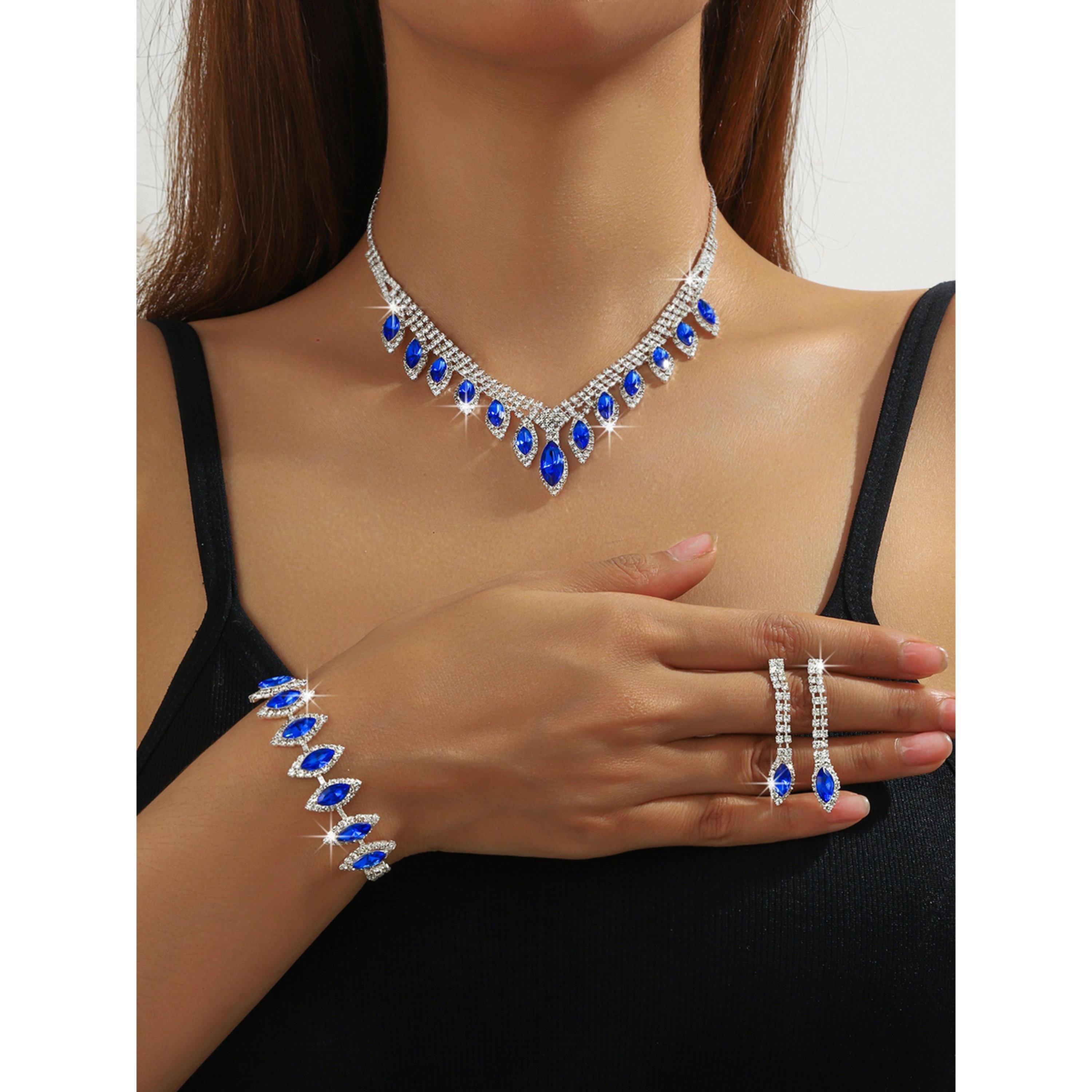 Take Two Blue Rhinestone Necklace with Bracelet and Earrings et-women-watchesandjewellery-jewellery-jewellerysets-image-2