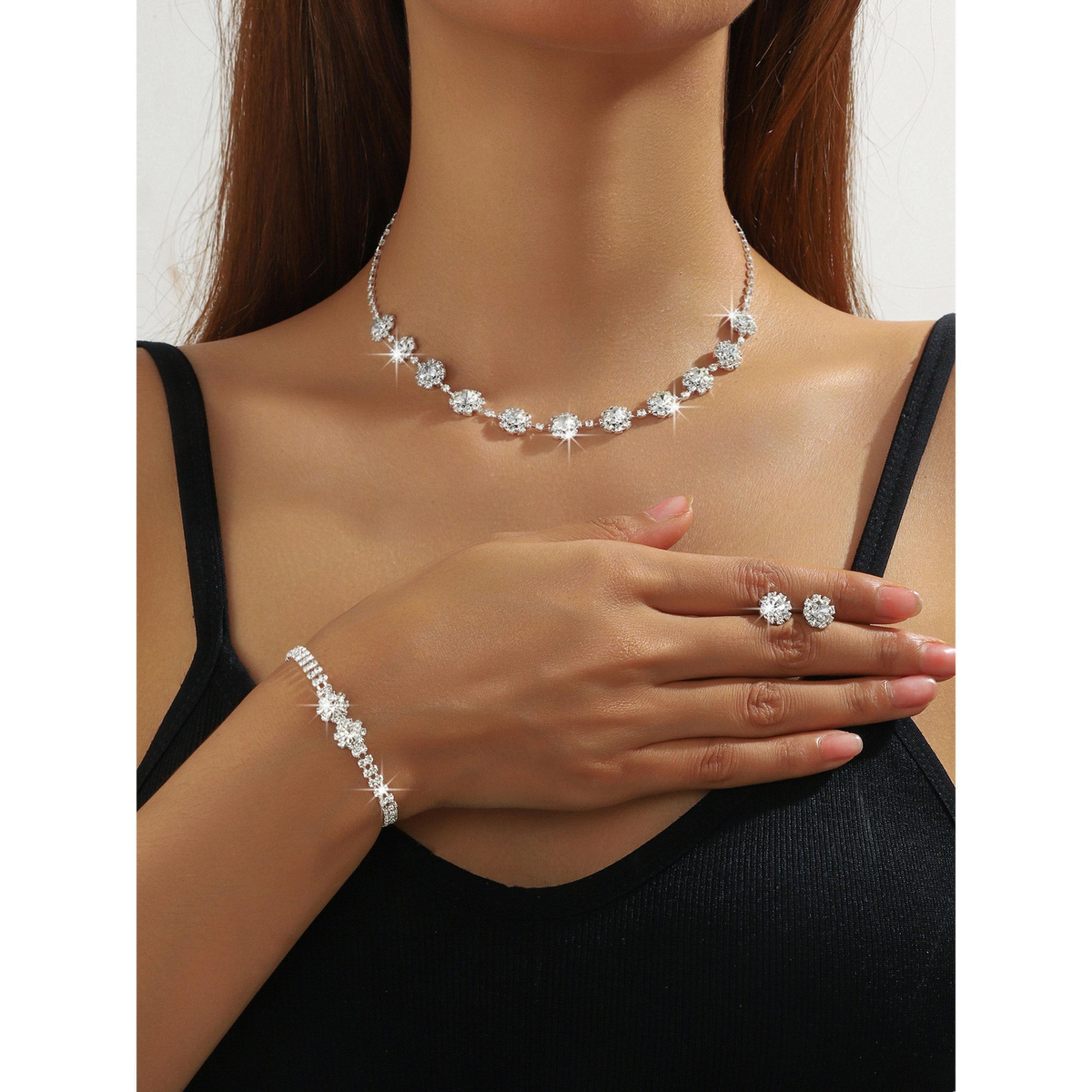 مجموعة من قلادة وسوار وأقراط بلؤلؤ صناعي وأحجار الراين-women-watchesandjewellery-jewellery-jewellerysets-image-2