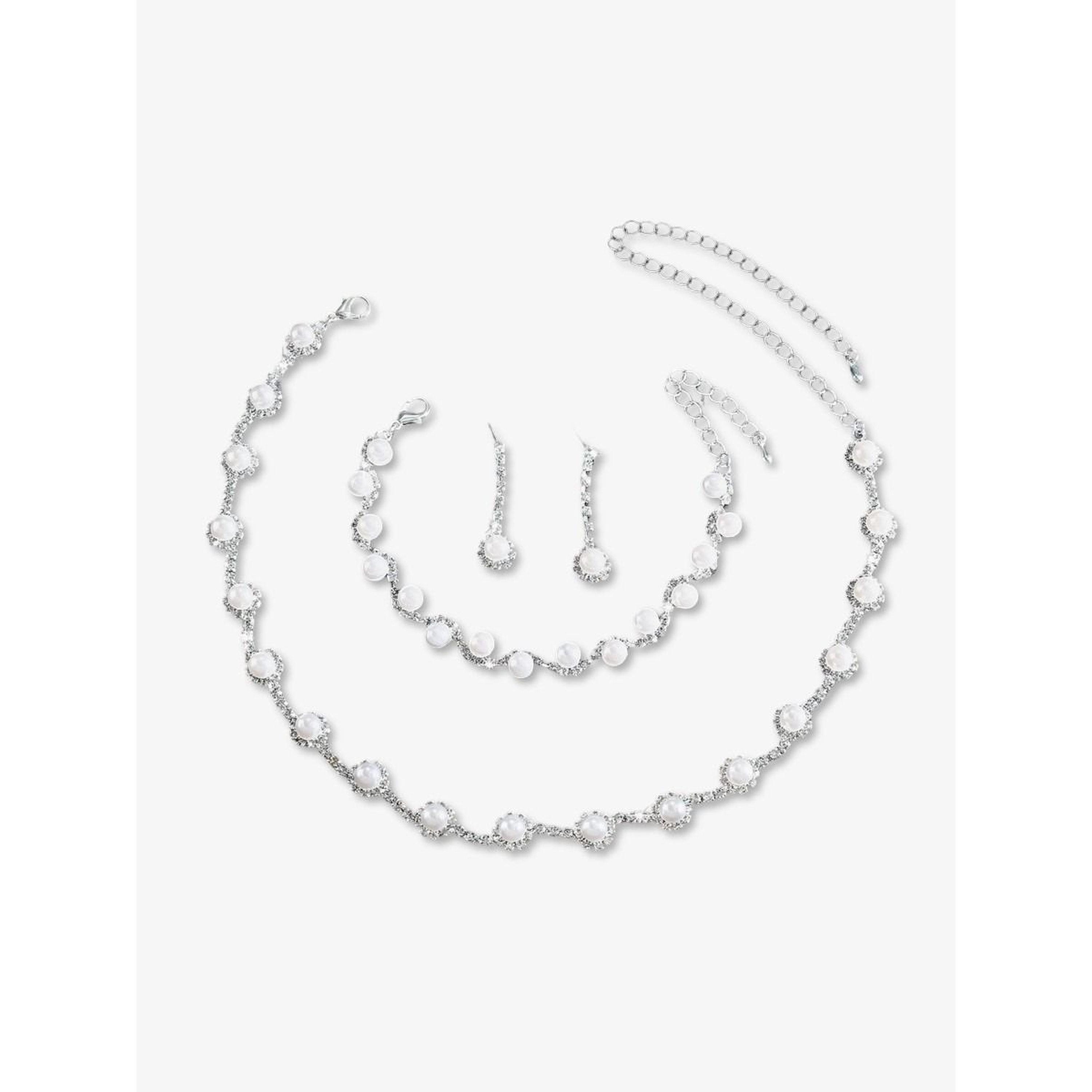 مجموعة من قلادة وسوار وأقراط بلؤلؤ صناعي وأحجار الراين-women-watchesandjewellery-jewellery-jewellerysets-image-1