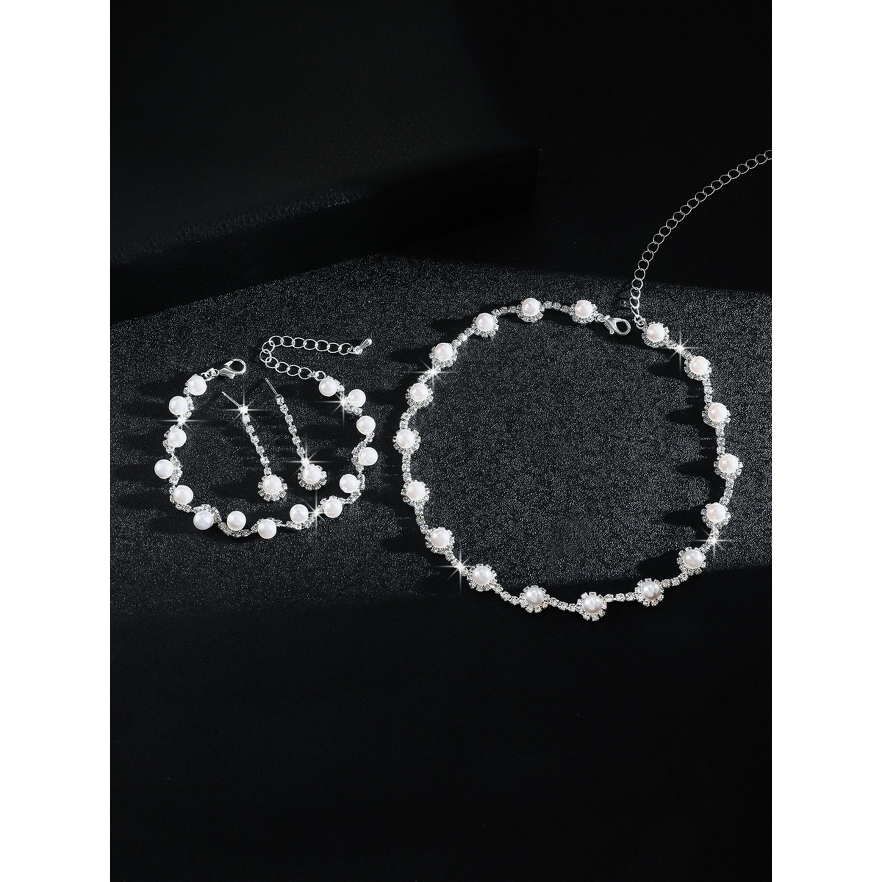 مجموعة من قلادة وسوار وأقراط بلؤلؤ صناعي وأحجار الراين-women-watchesandjewellery-jewellery-jewellerysets-image-6