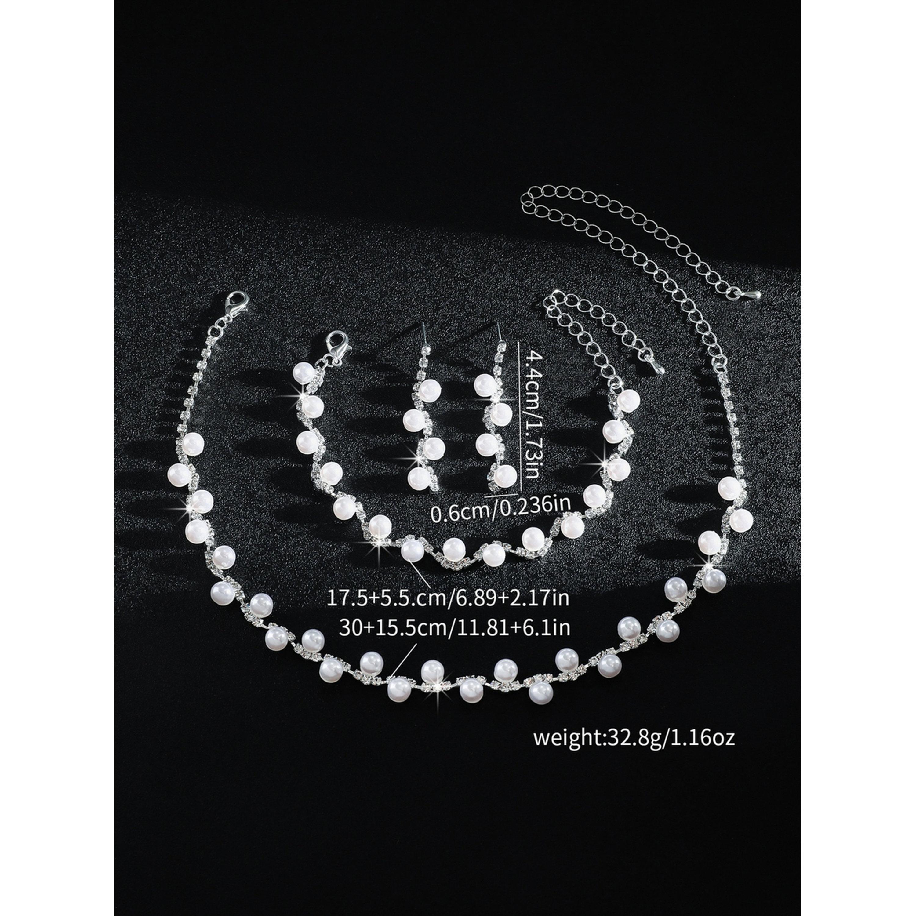 مجموعة من قلادة وسوار وأقراط بلؤلؤ صناعي وأحجار الراين-women-watchesandjewellery-jewellery-jewellerysets-image-4