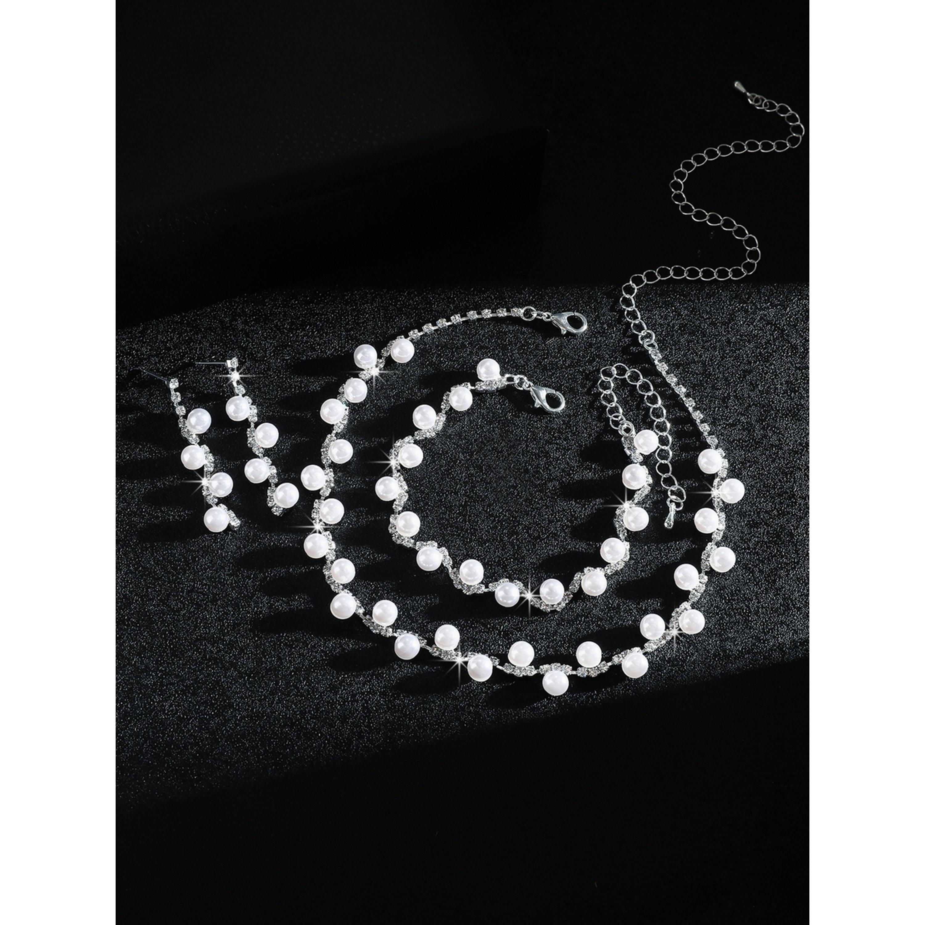 مجموعة من قلادة وسوار وأقراط بلؤلؤ صناعي وأحجار الراين-women-watchesandjewellery-jewellery-jewellerysets-image-5