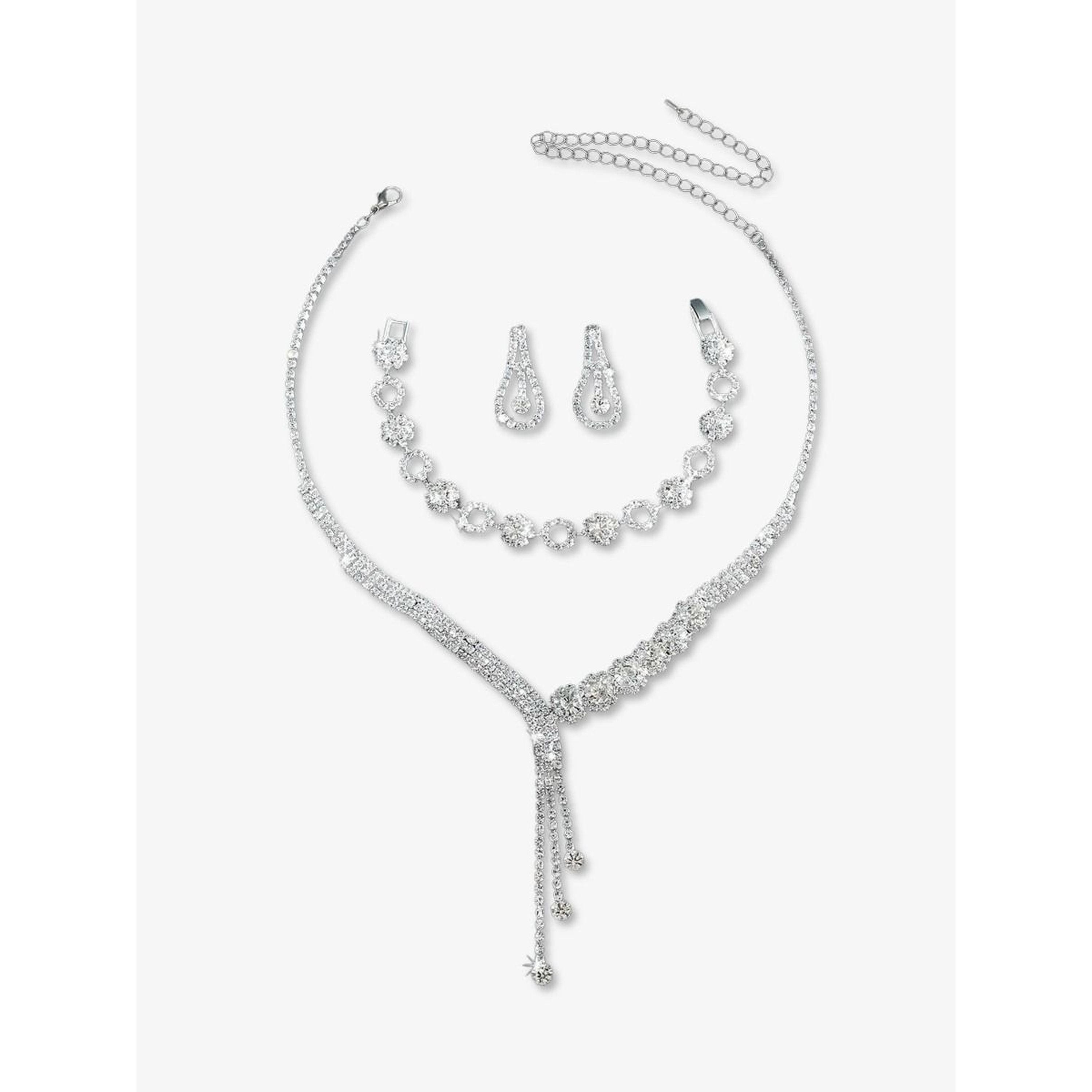 مجموعة من قلادة وسوار وأقراط مرصعة بأحجار الراين البراقة-women-watchesandjewellery-jewellery-jewellerysets-image-1