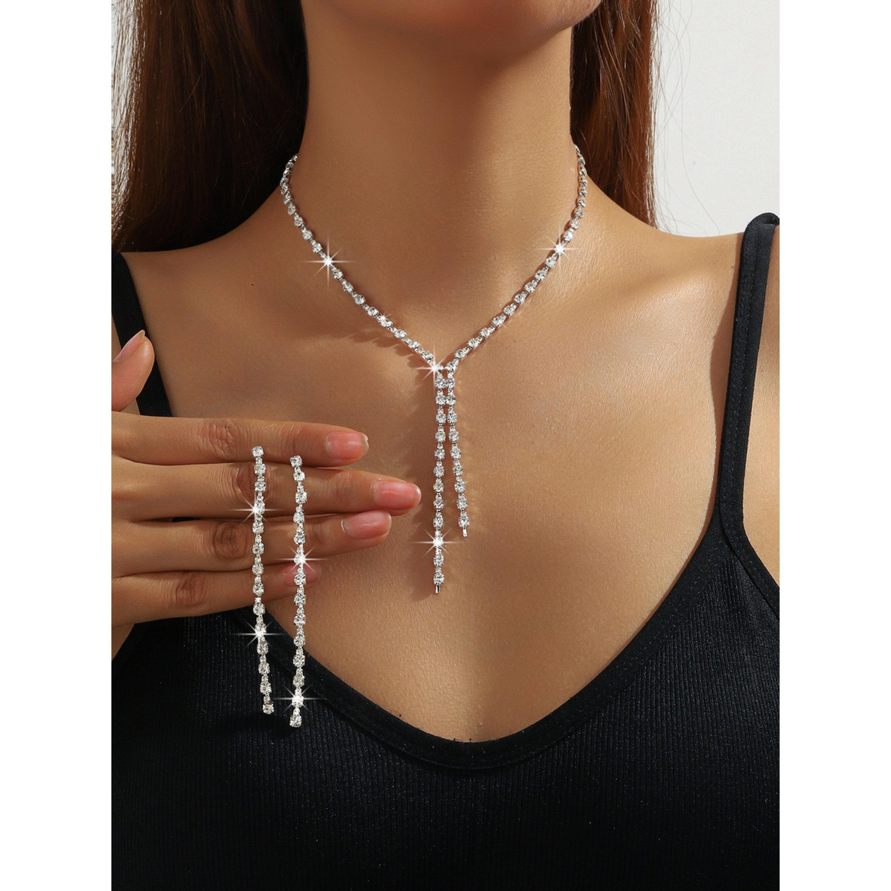 مجموعة من قلادة وأقراط بشراشيب وأحجار الراين-women-watchesandjewellery-jewellery-jewellerysets-image-2