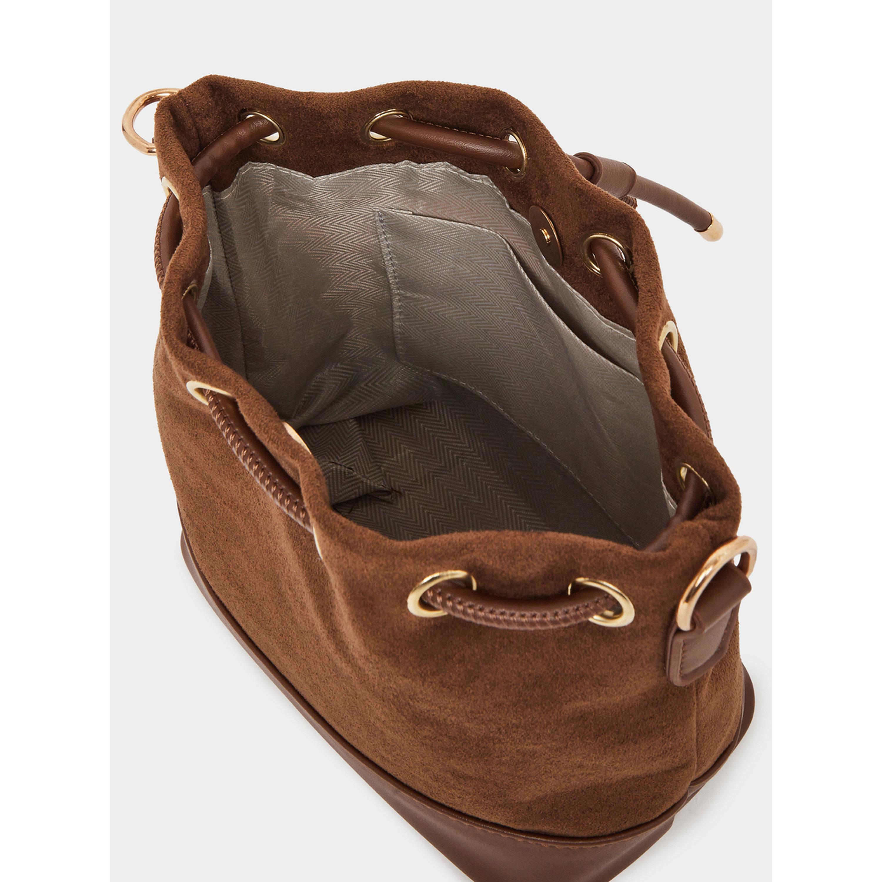 Styli Brown Suede Bucket Bag with Braided Handle-women-bagsandwallets-handbags-image-4