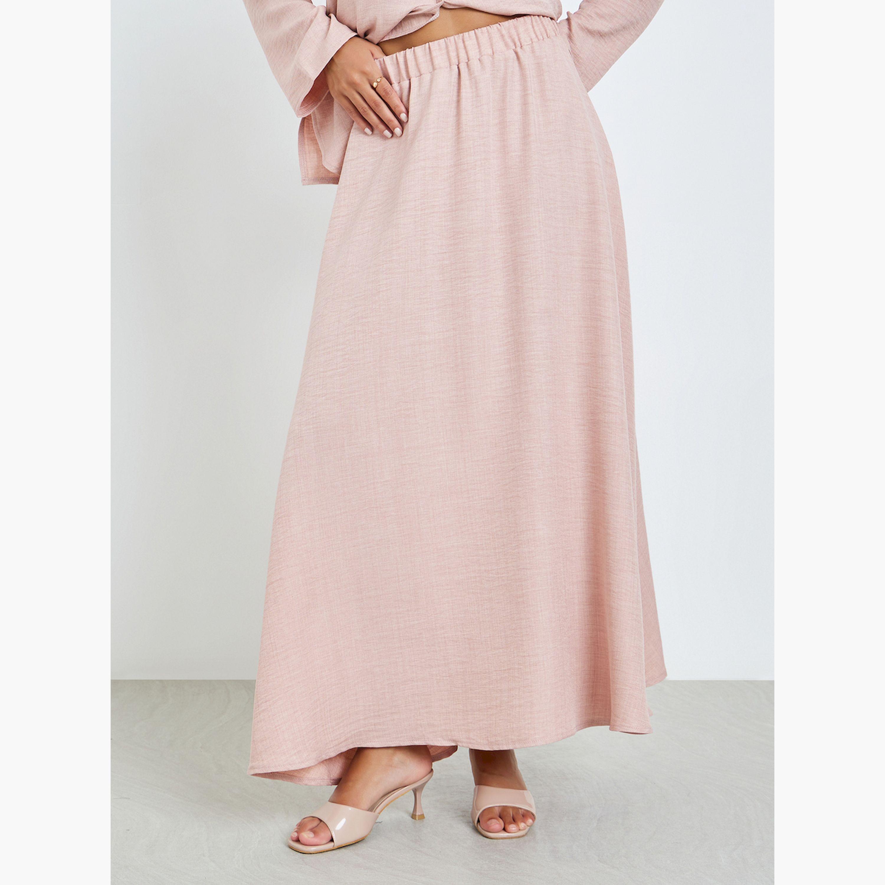 Styli Pink Buttoned Long Sleeve Top and Skirt Co-Ords-women-arabicclothing-sets-image-5