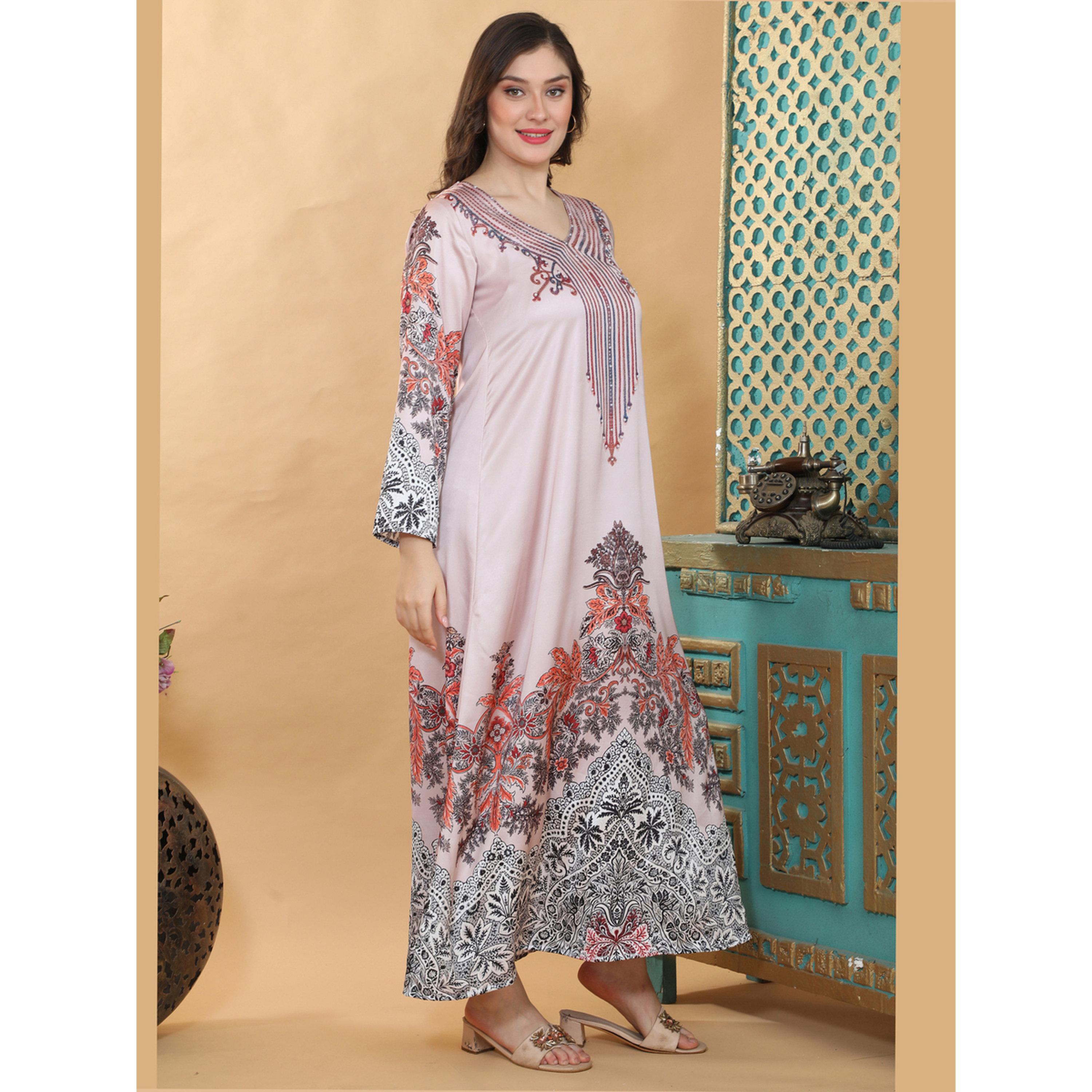 جلابية بطبعة وتفاصيل لؤلؤ-women-clothing-dresses-image-3