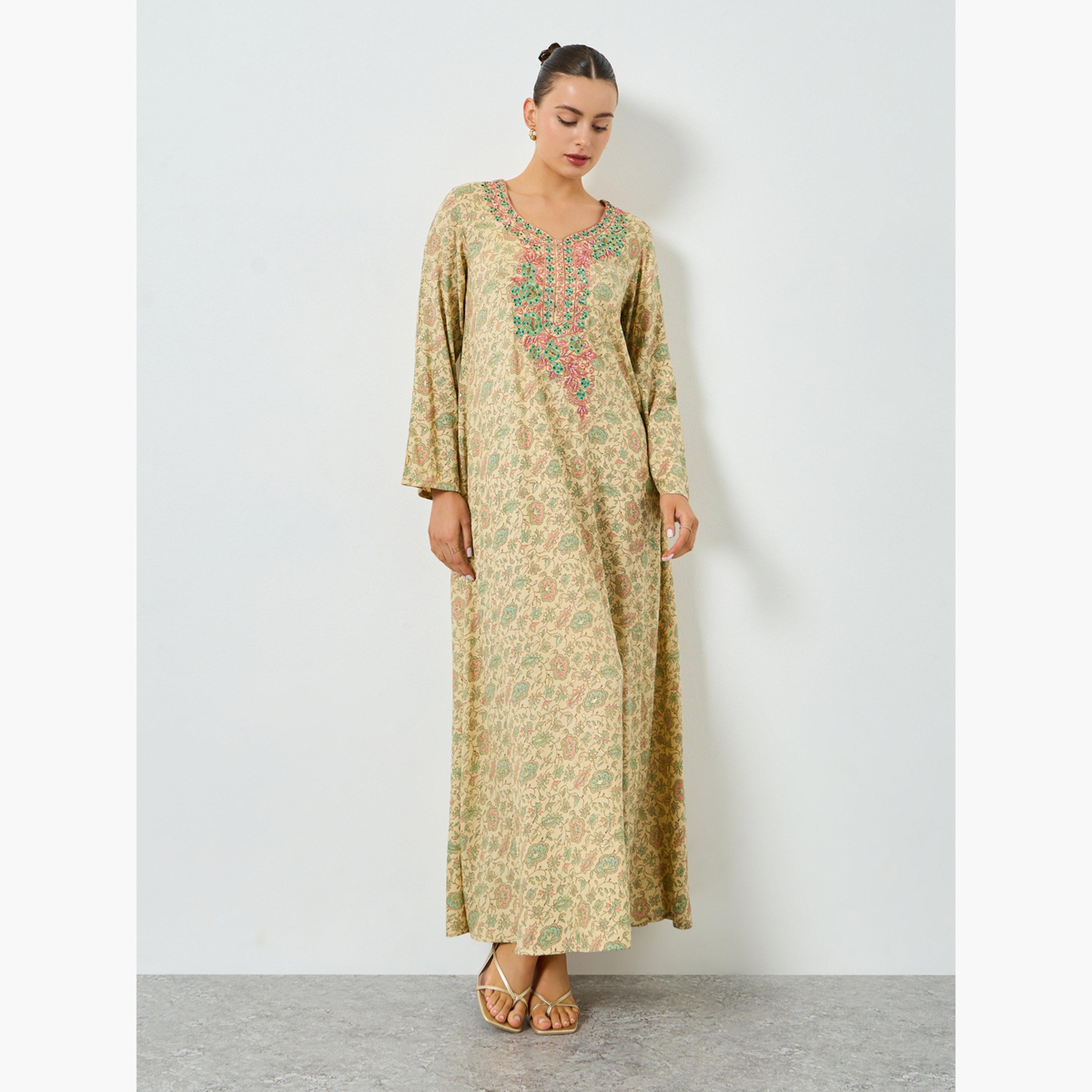 ماكسيم كرييشن - جلابية مطرزة مطبوعة بالكامل تصميم A-women-arabicclothing-jalabiyas-image-2