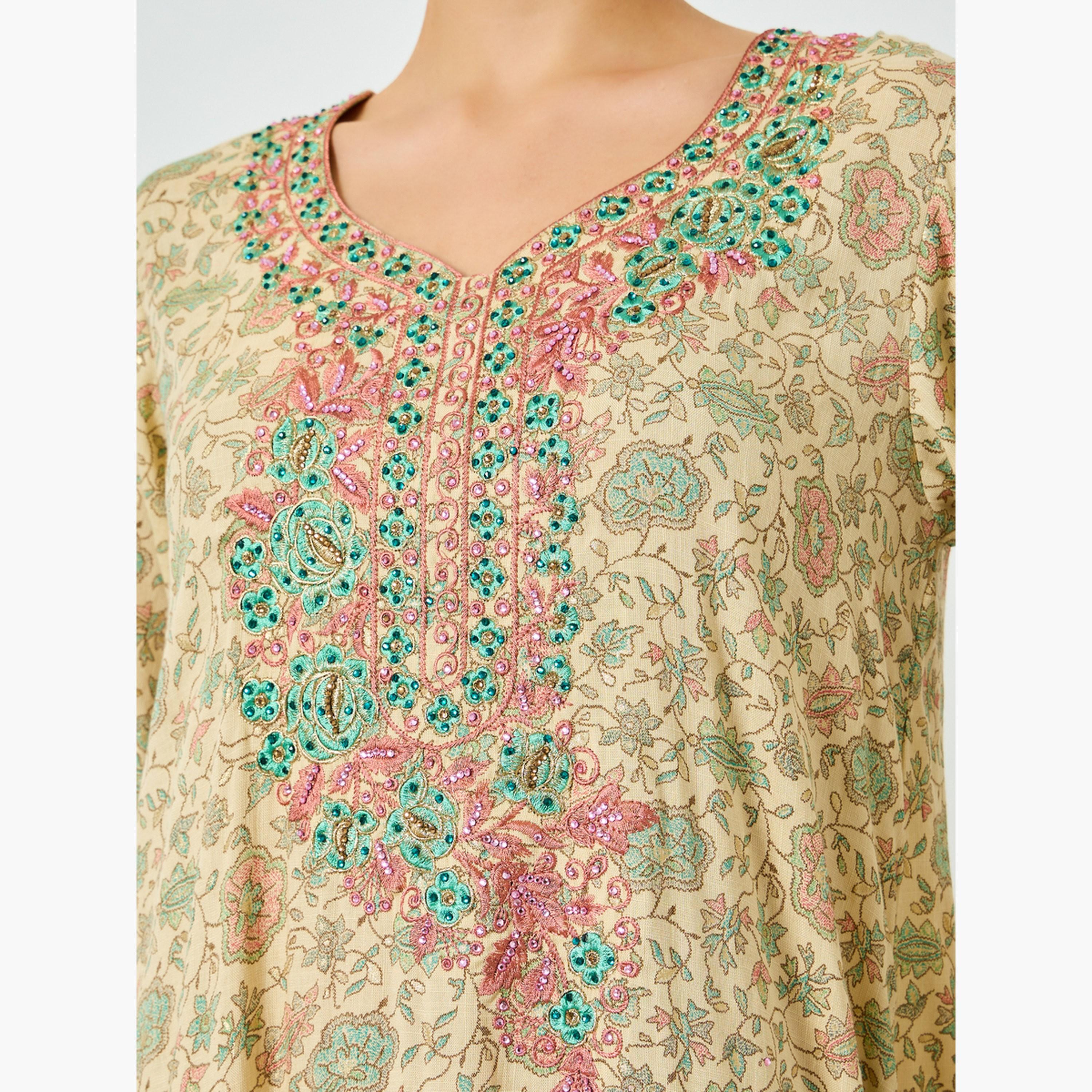 ماكسيم كرييشن - جلابية مطرزة مطبوعة بالكامل تصميم A-women-arabicclothing-jalabiyas-image-4