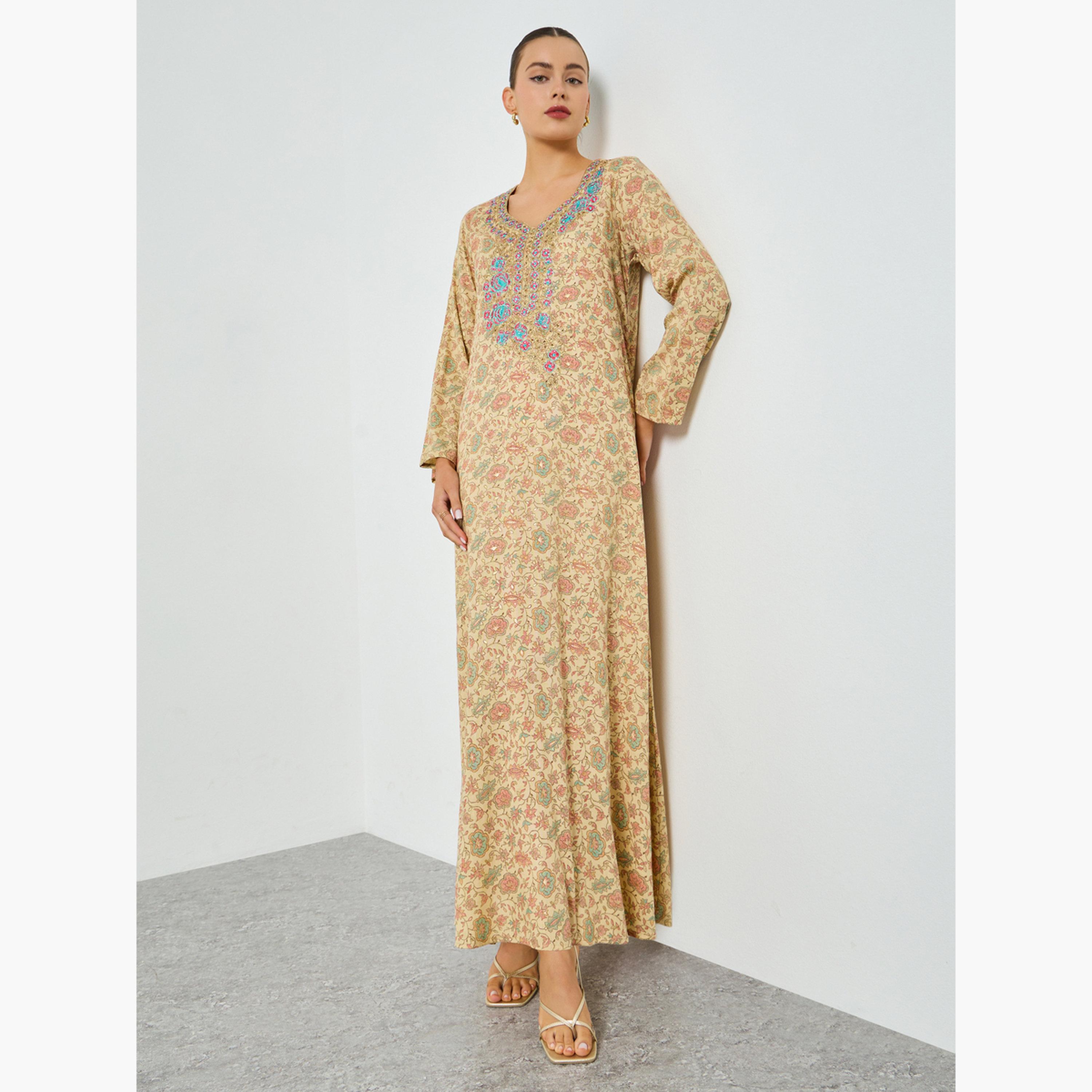 ماكسيم كرييشن - جلابية مطرزة مطبوعة بالكامل تصميم A-women-arabicclothing-jalabiyas-image-2