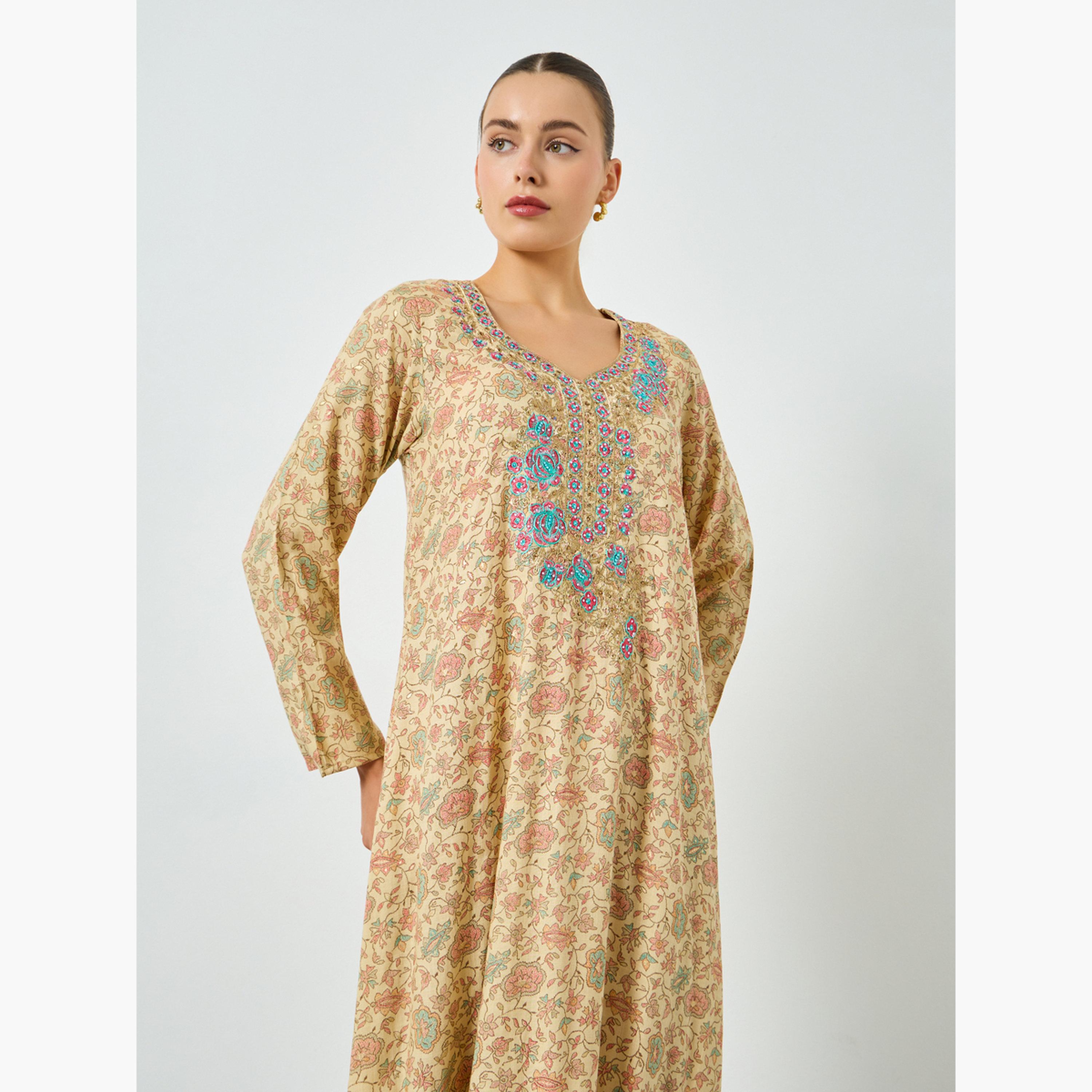 ماكسيم كرييشن - جلابية مطرزة مطبوعة بالكامل تصميم A-women-arabicclothing-jalabiyas-image-3