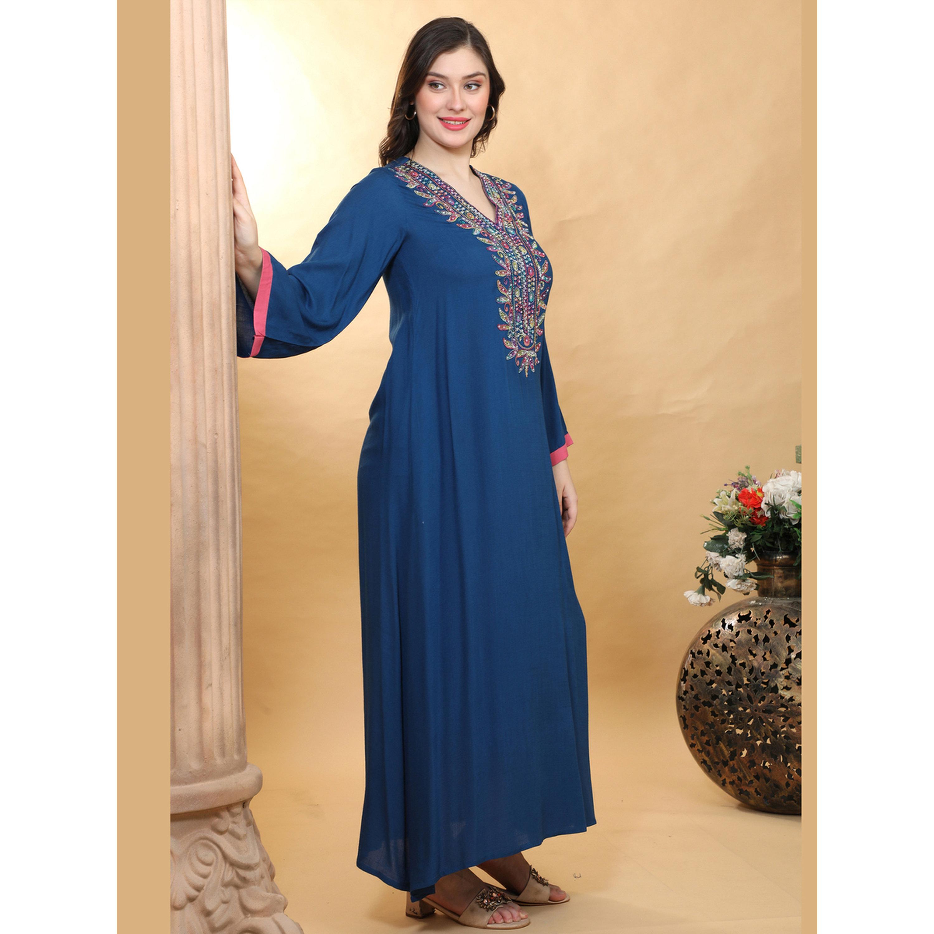 Maxim Creation Multi Dori-Embroidery Rayon Jalabiya-women-arabicclothing-jalabiyas-image-3