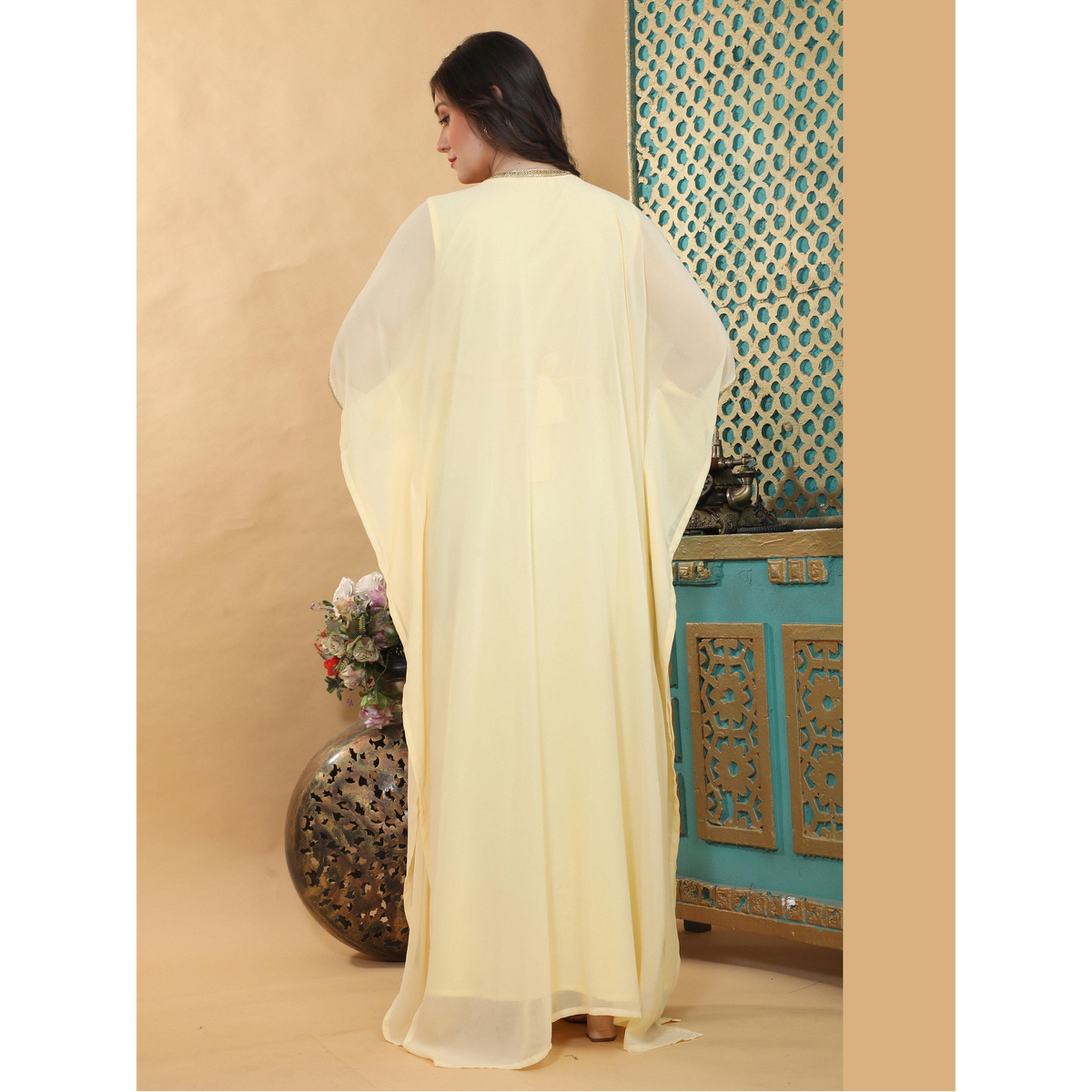 Maxim Creation Yellow Premium Crystal Stone Hand-Beaded Kaftan-women-clothing-dresses-image-4