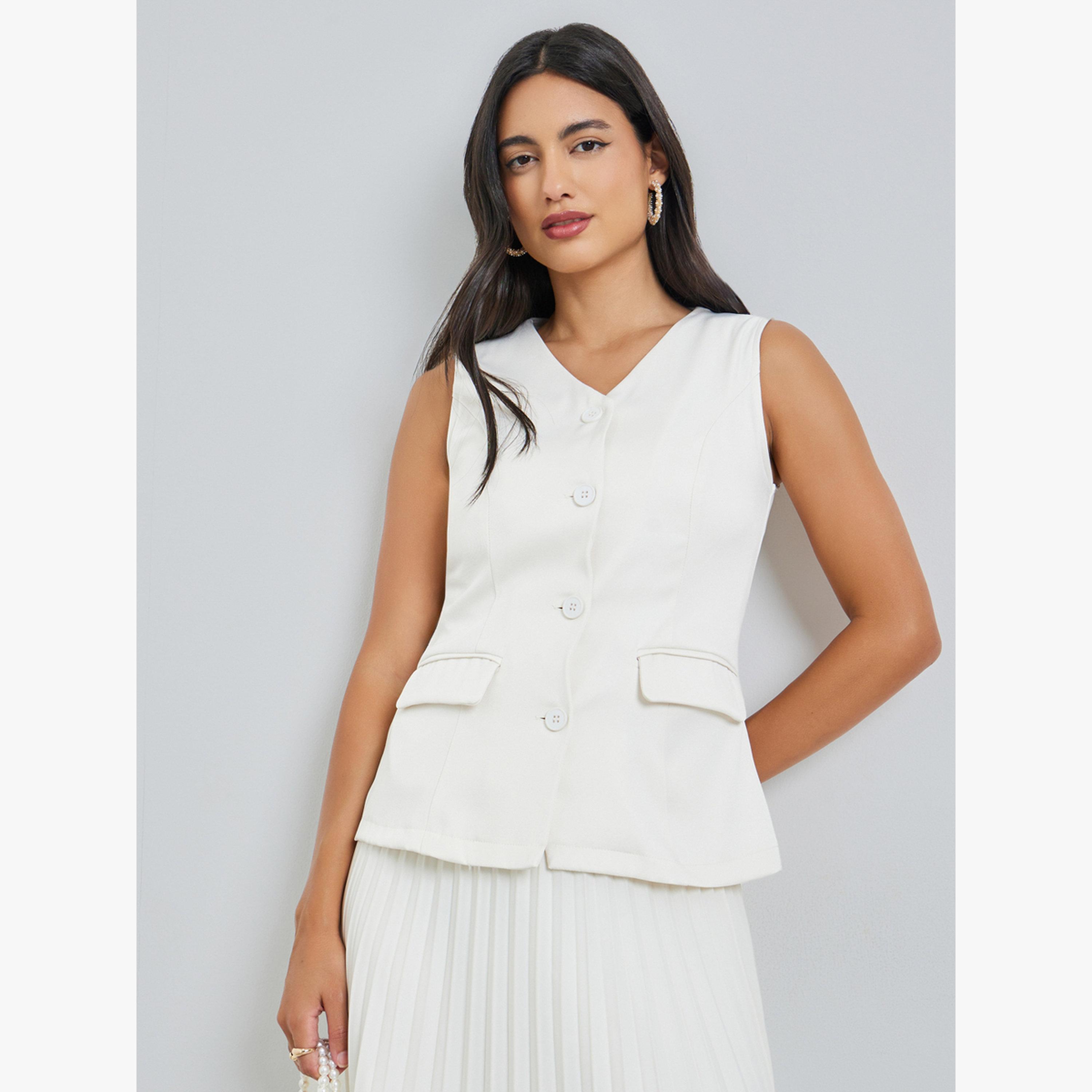 طقم منسق من تنورة بكسرات مع جيليه-women-clothing-coordsets-image-2