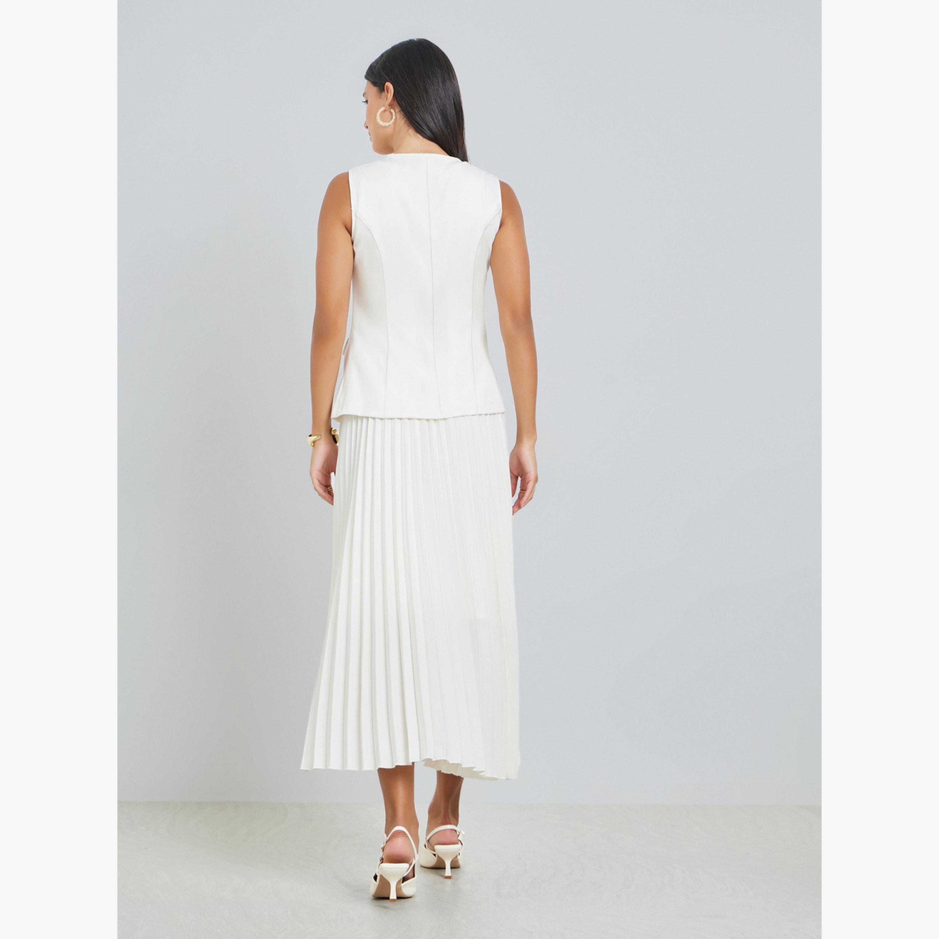 طقم منسق من تنورة بكسرات مع جيليه-women-clothing-coordsets-image-3