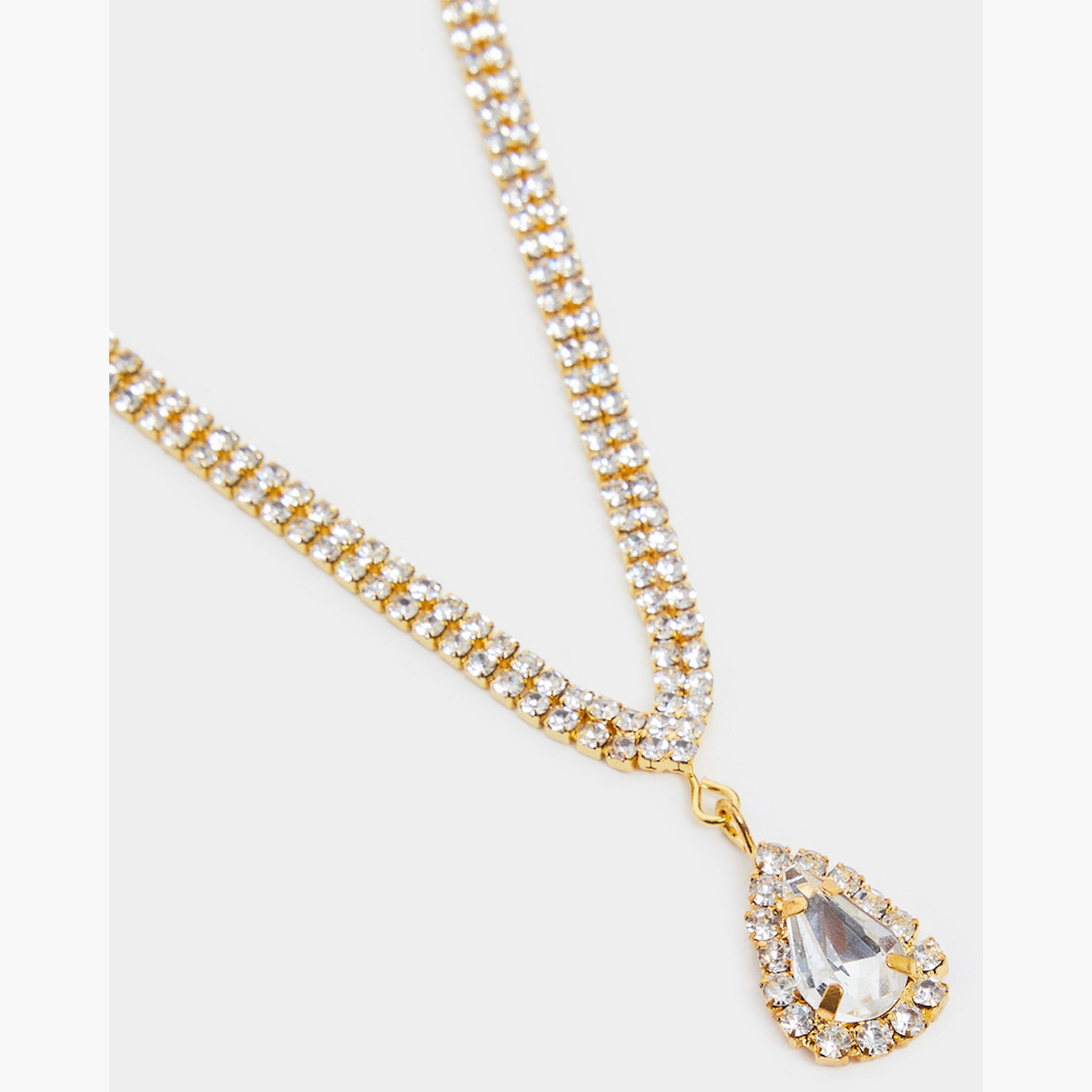 Styli Gold Rhinestone Necklace with Ring and Bracelet Set-women-watchesandjewellery-jewellery-jewellerysets-image-3