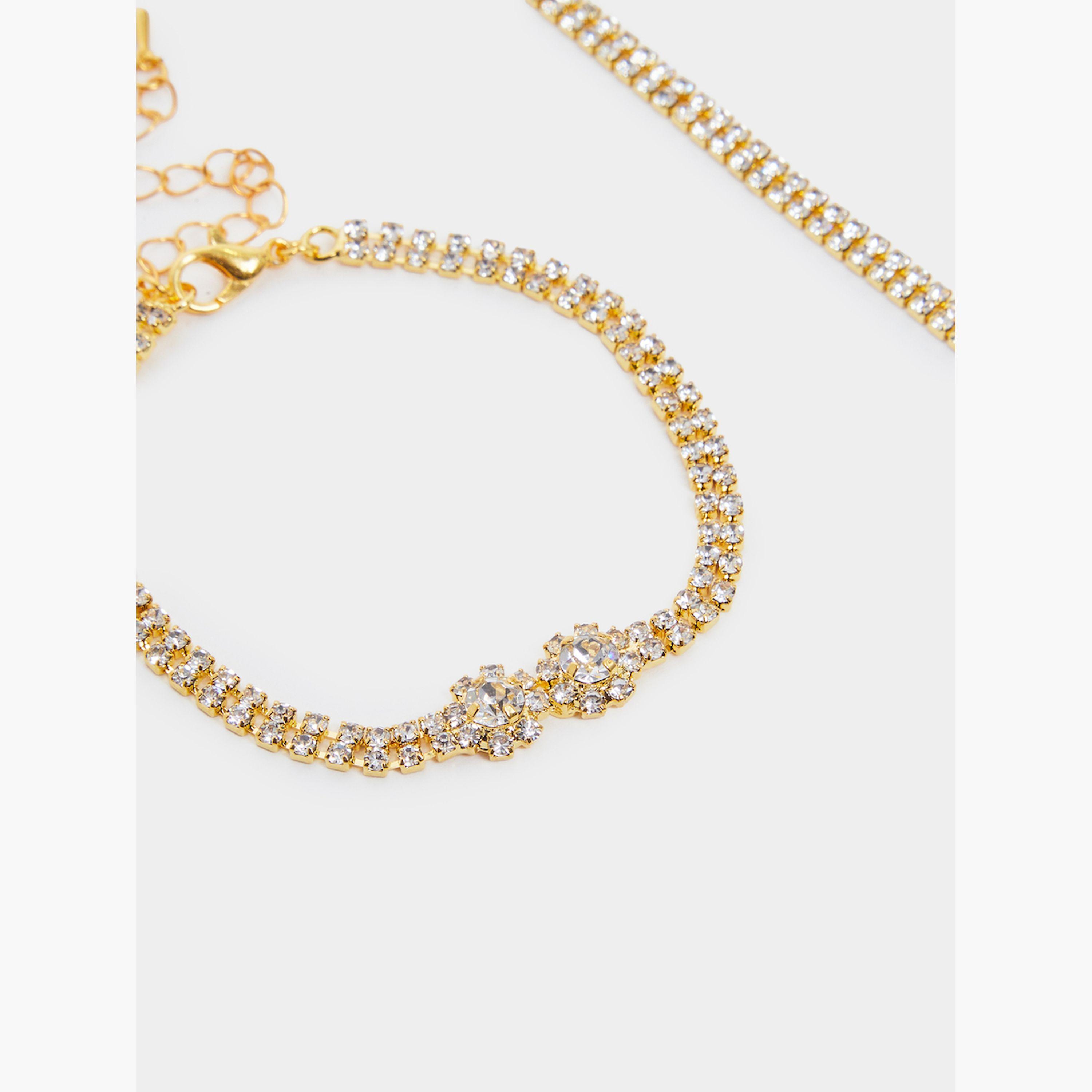 Styli Gold Rhinestone Necklace with Ring and Bracelet Set-women-watchesandjewellery-jewellery-jewellerysets-image-4