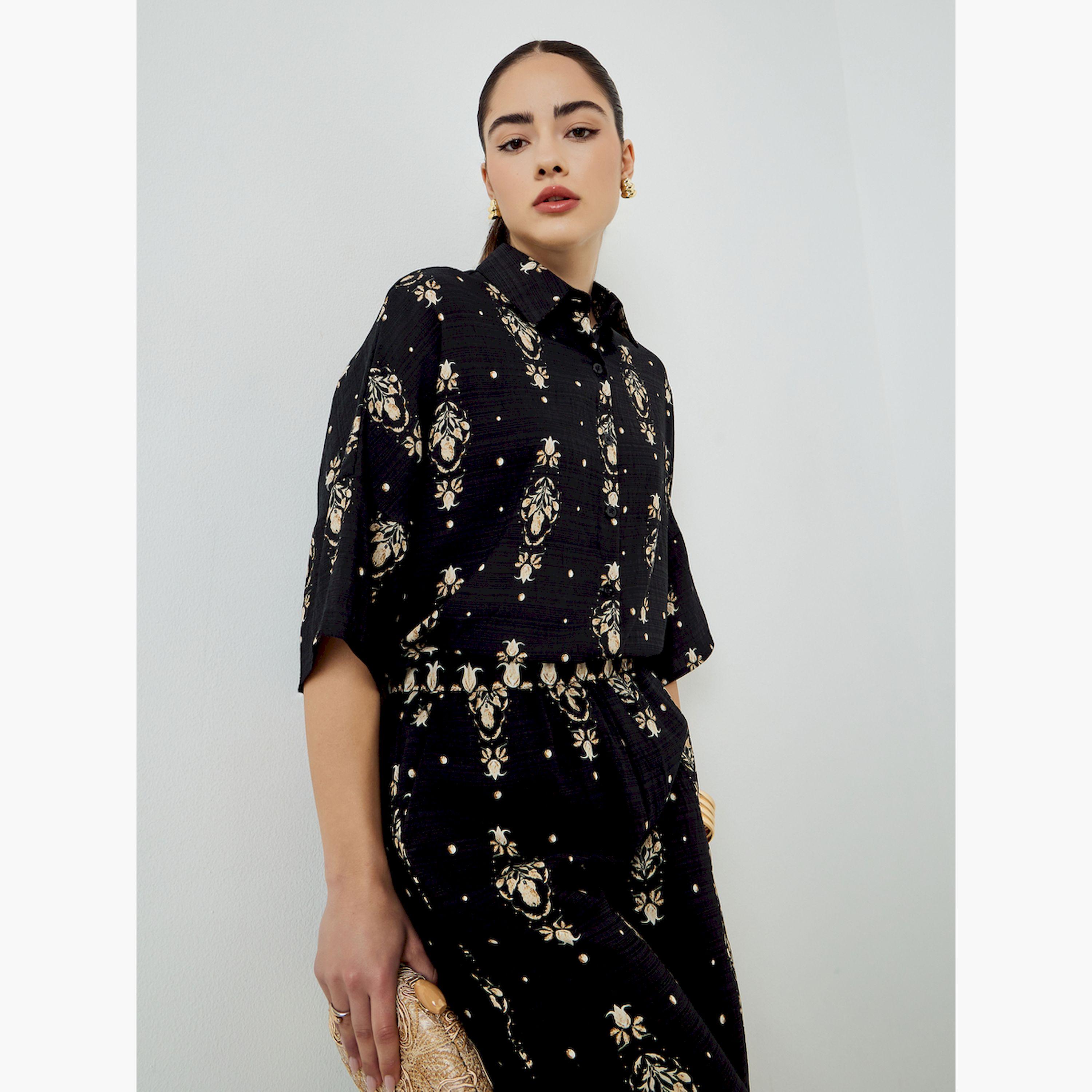 طقم منسق من بنطال وقميص مطبوع-women-clothing-coordsets-image-3