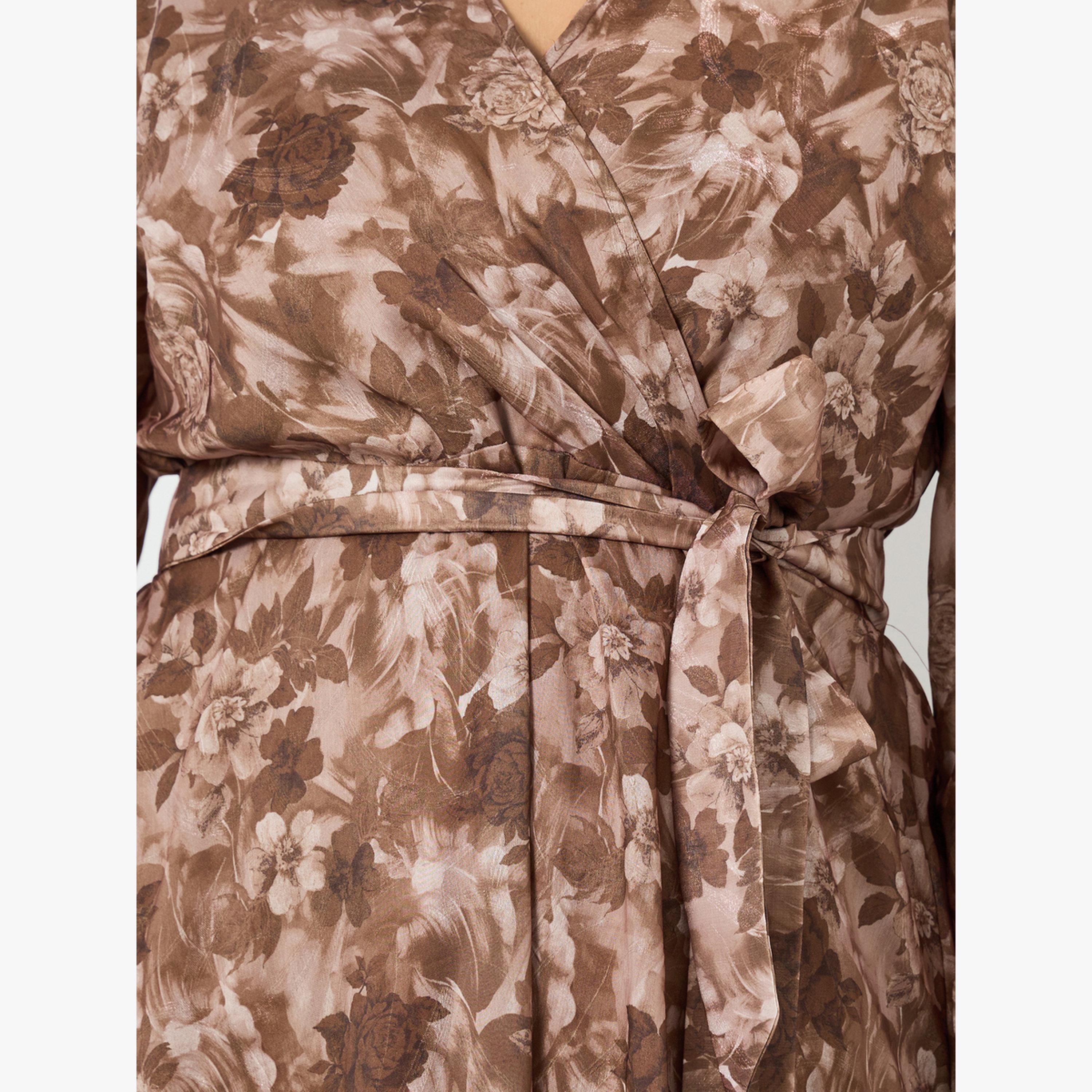 Styli Plus Size Floral Maxi Dress with Tie-Belt-women-clothing-dresses-image-5