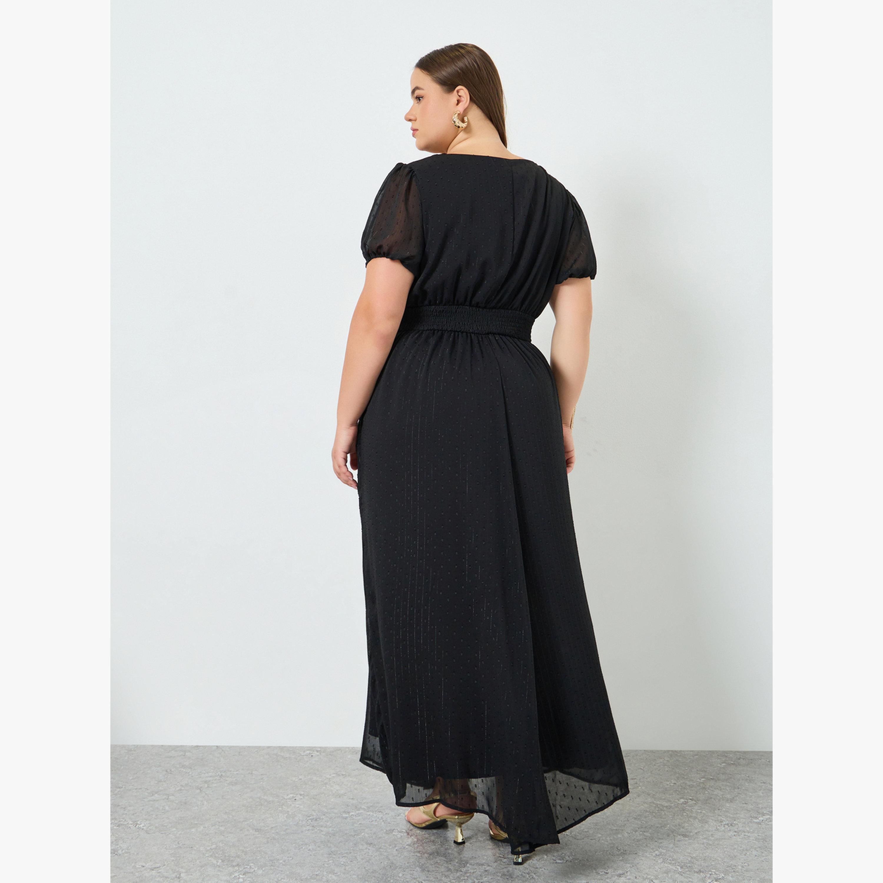 Styli Plus Size Sweetheart Neck Dobby Maxi Dress-women-clothing-dresses-image-4