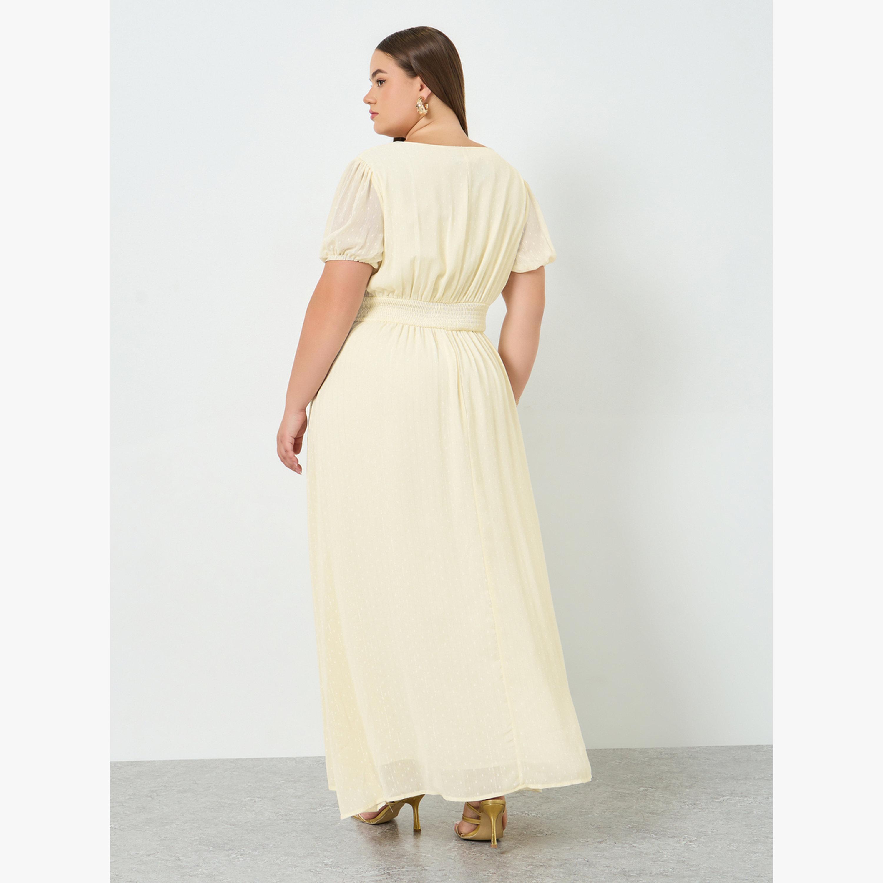 فستان طويل بخيوط دوبي ومقاس كبير مع ياقة قلب-women-clothing-dresses-image-4