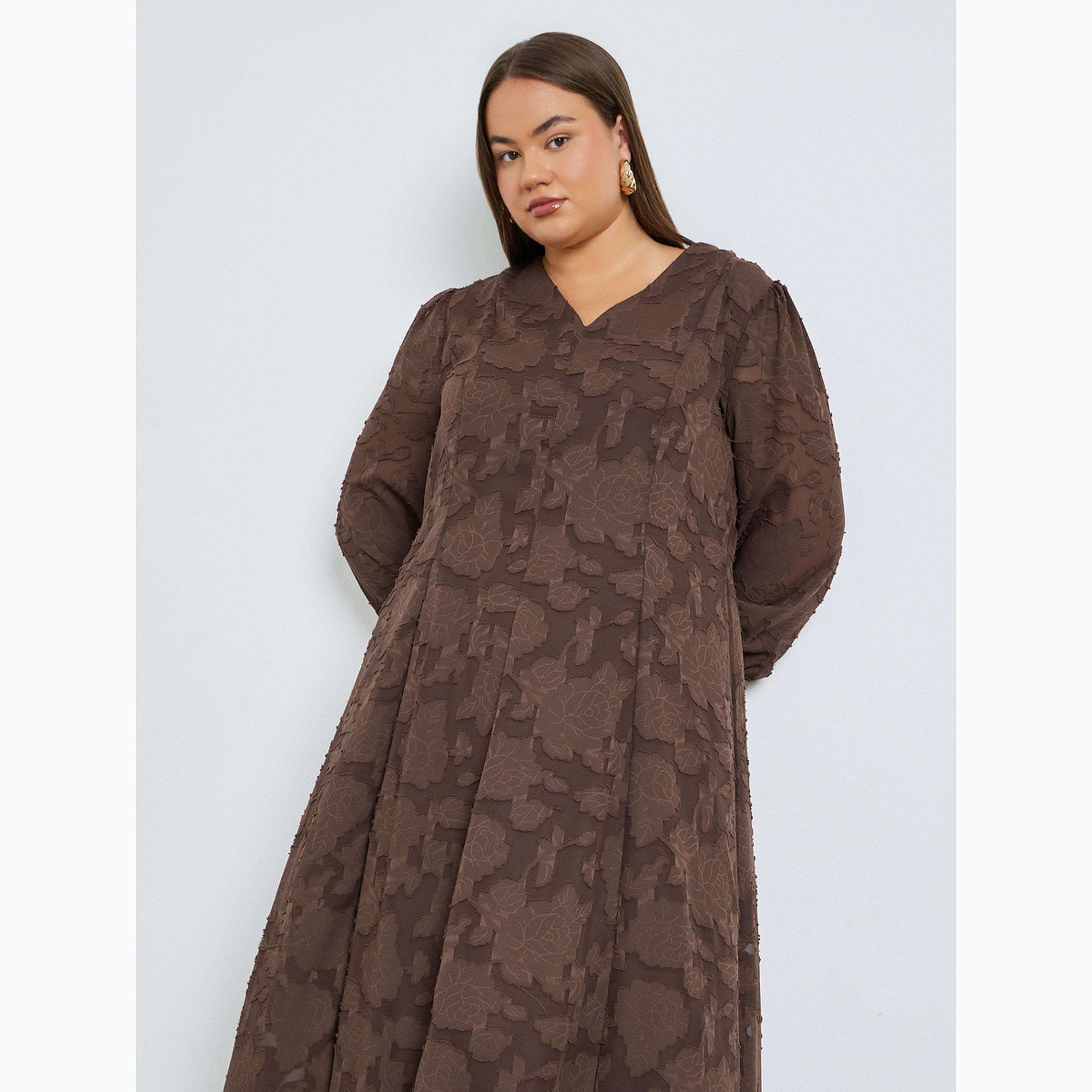 فستان طويل جاكار مقاس كبير-women-clothing-dresses-image-2