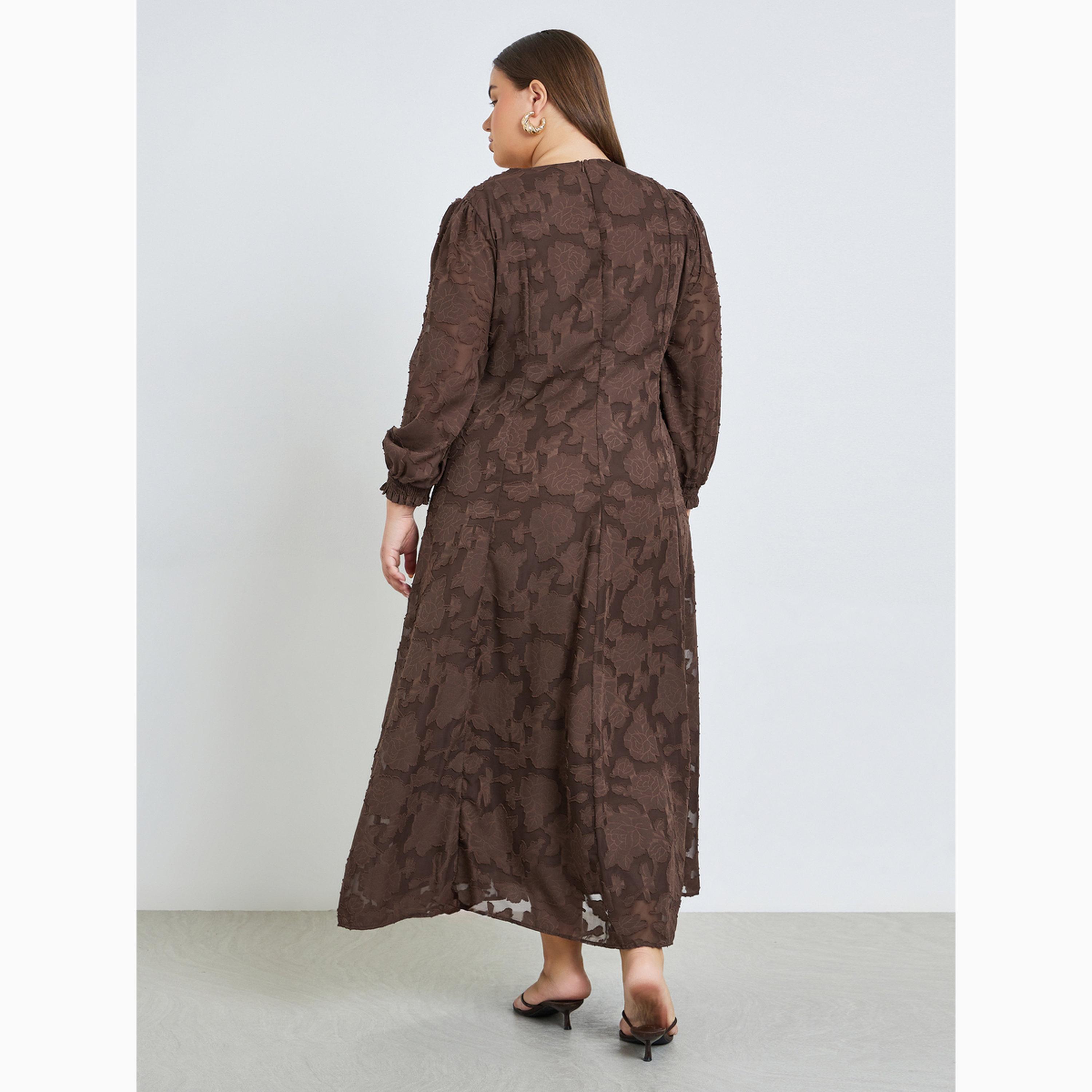 فستان طويل جاكار مقاس كبير-women-clothing-dresses-image-5