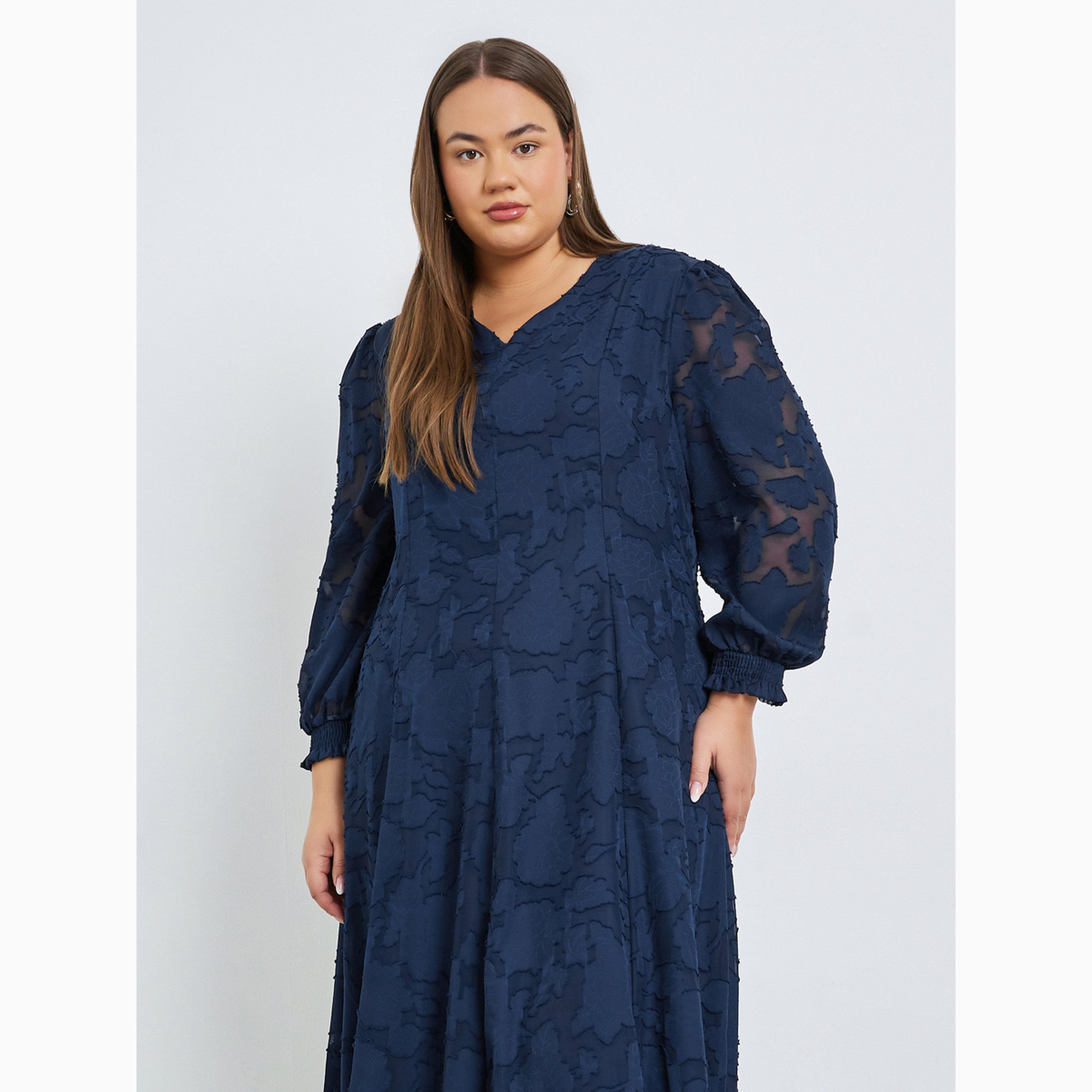 فستان طويل جاكار مقاس كبير-women-clothing-dresses-image-2