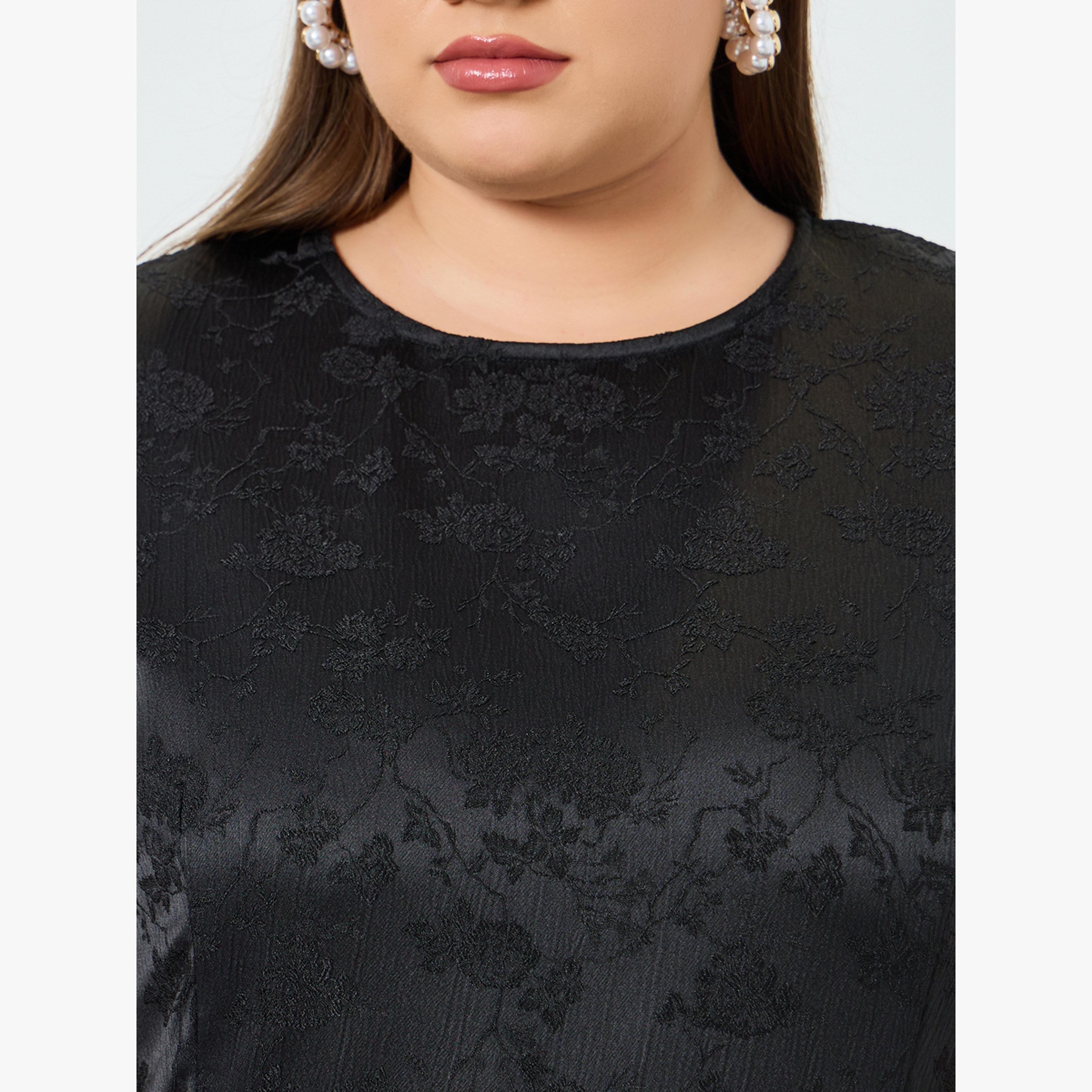Styli Plus Size Jacquard A-Line Maxi Dress-women-clothing-dresses-image-5