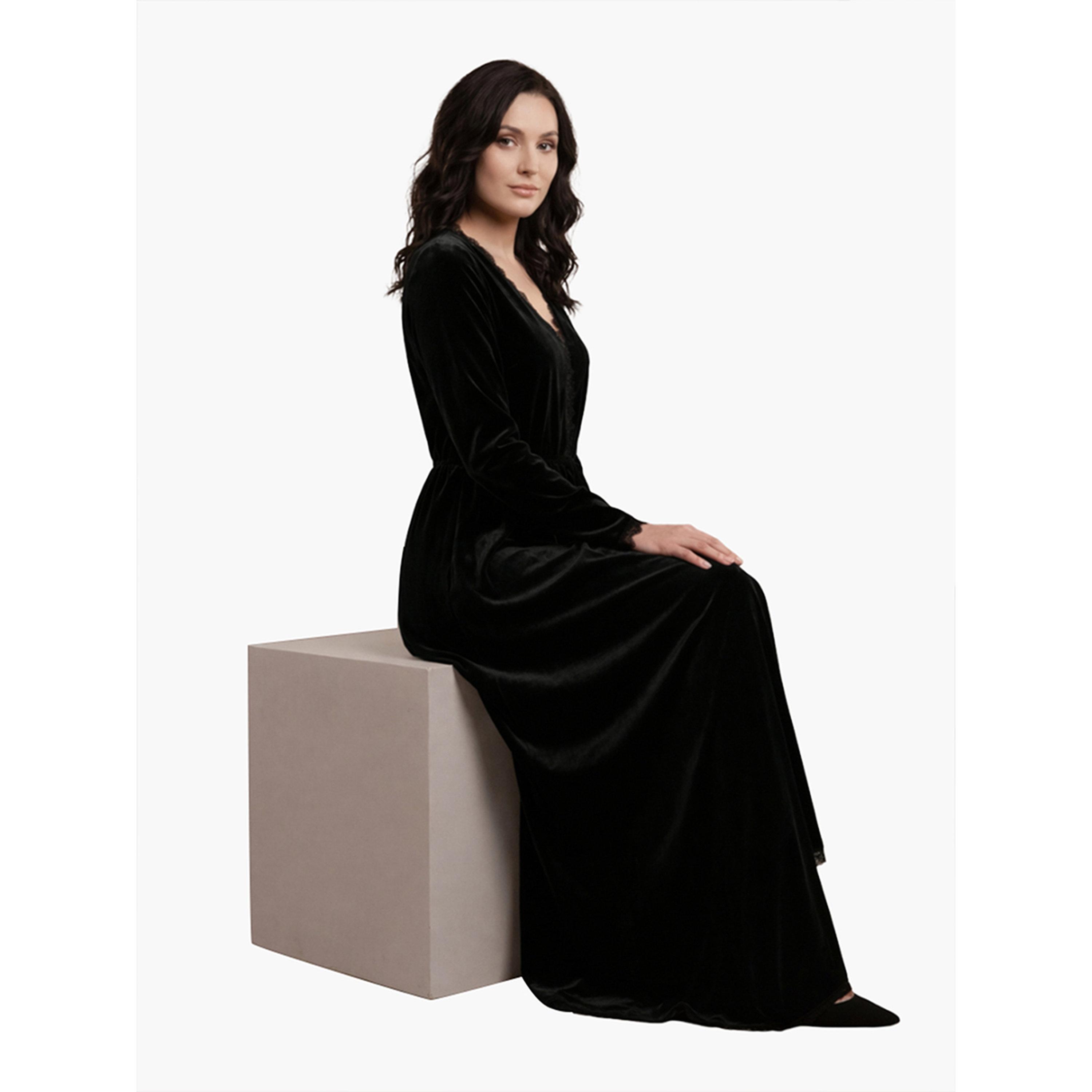V فستان طويل مخمل بياقة-women-clothing-dresses-image-3