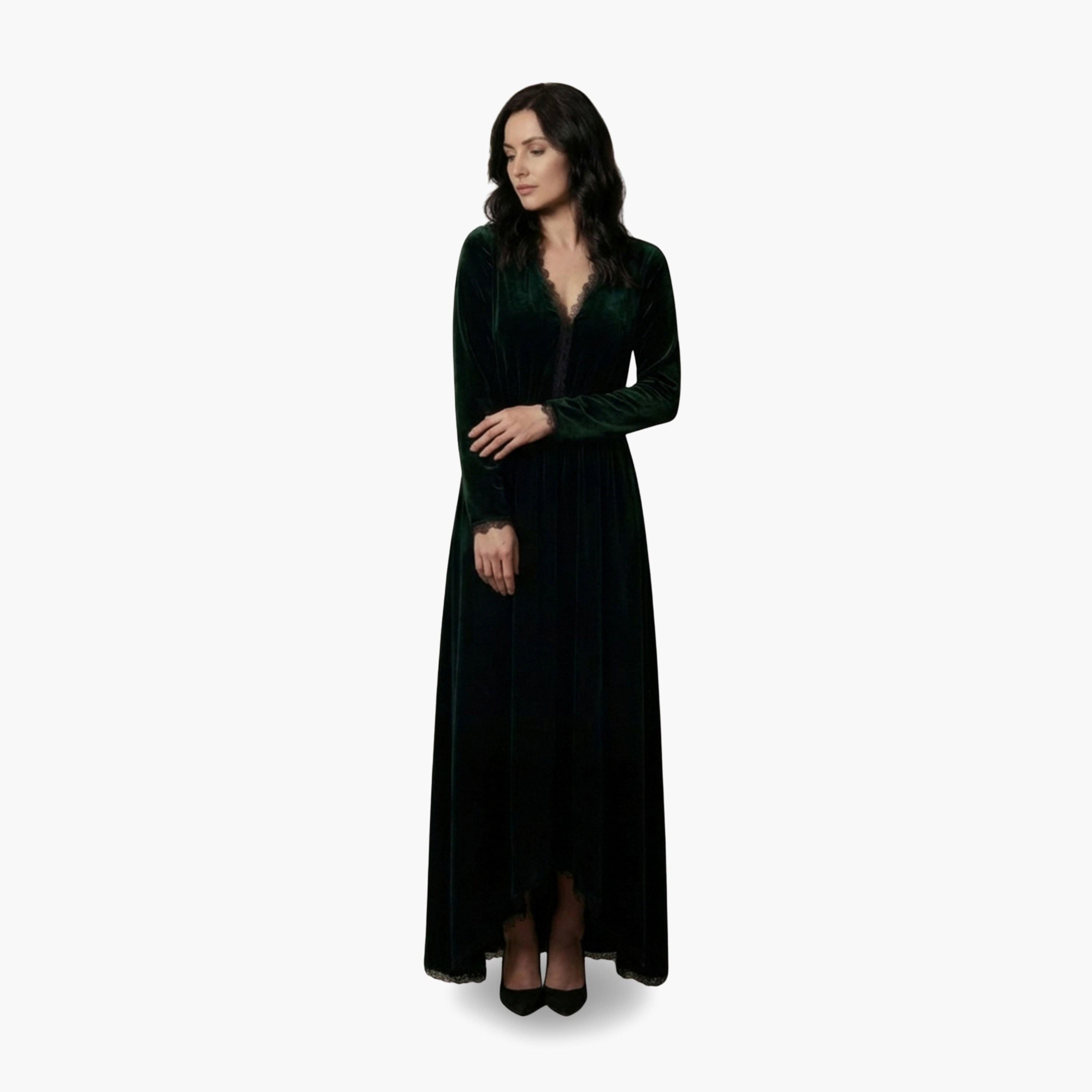 Mish Women V Neck Velvet Maxi Dress-women-clothing-dresses-image-1