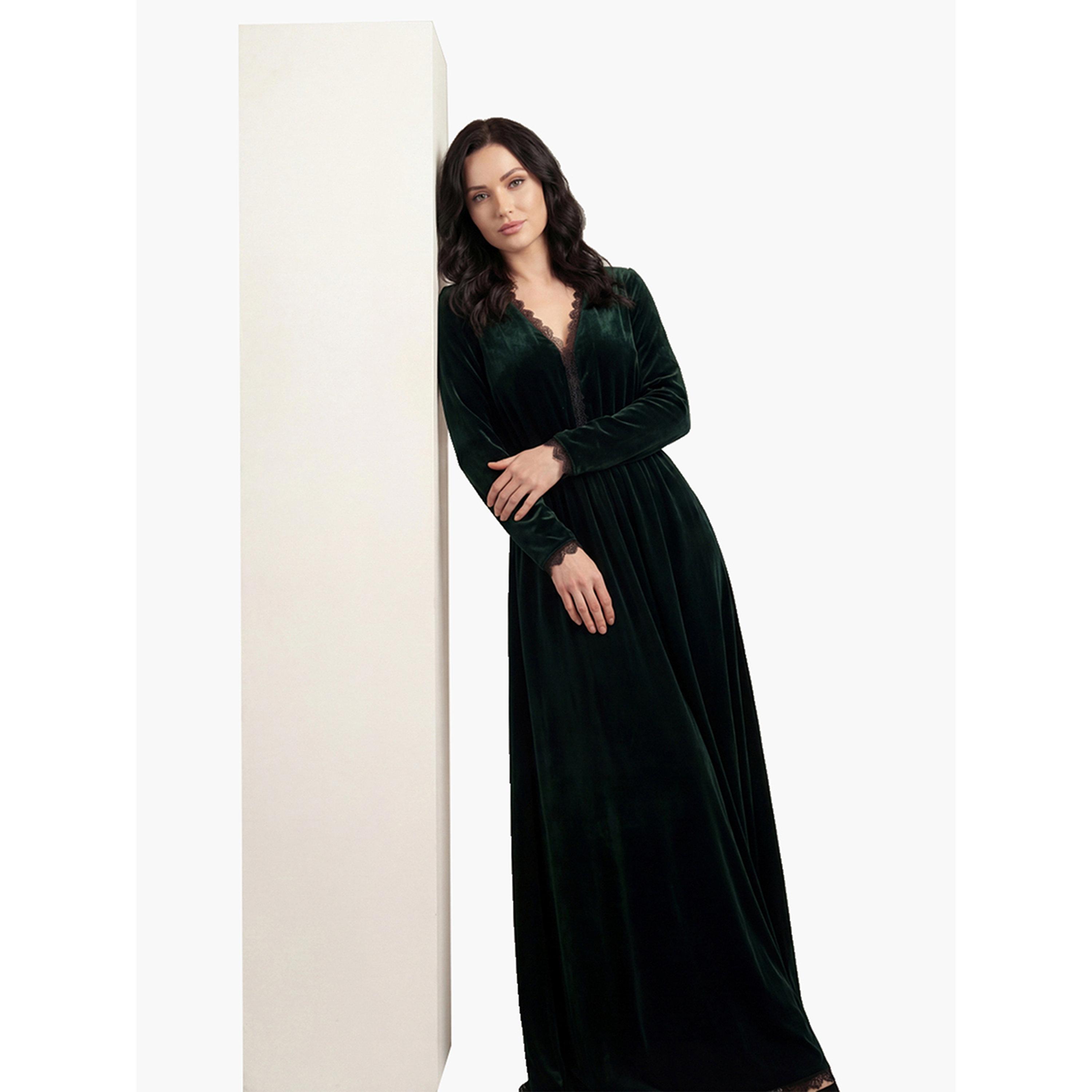Mish Women V Neck Velvet Maxi Dress-women-clothing-dresses-image-2