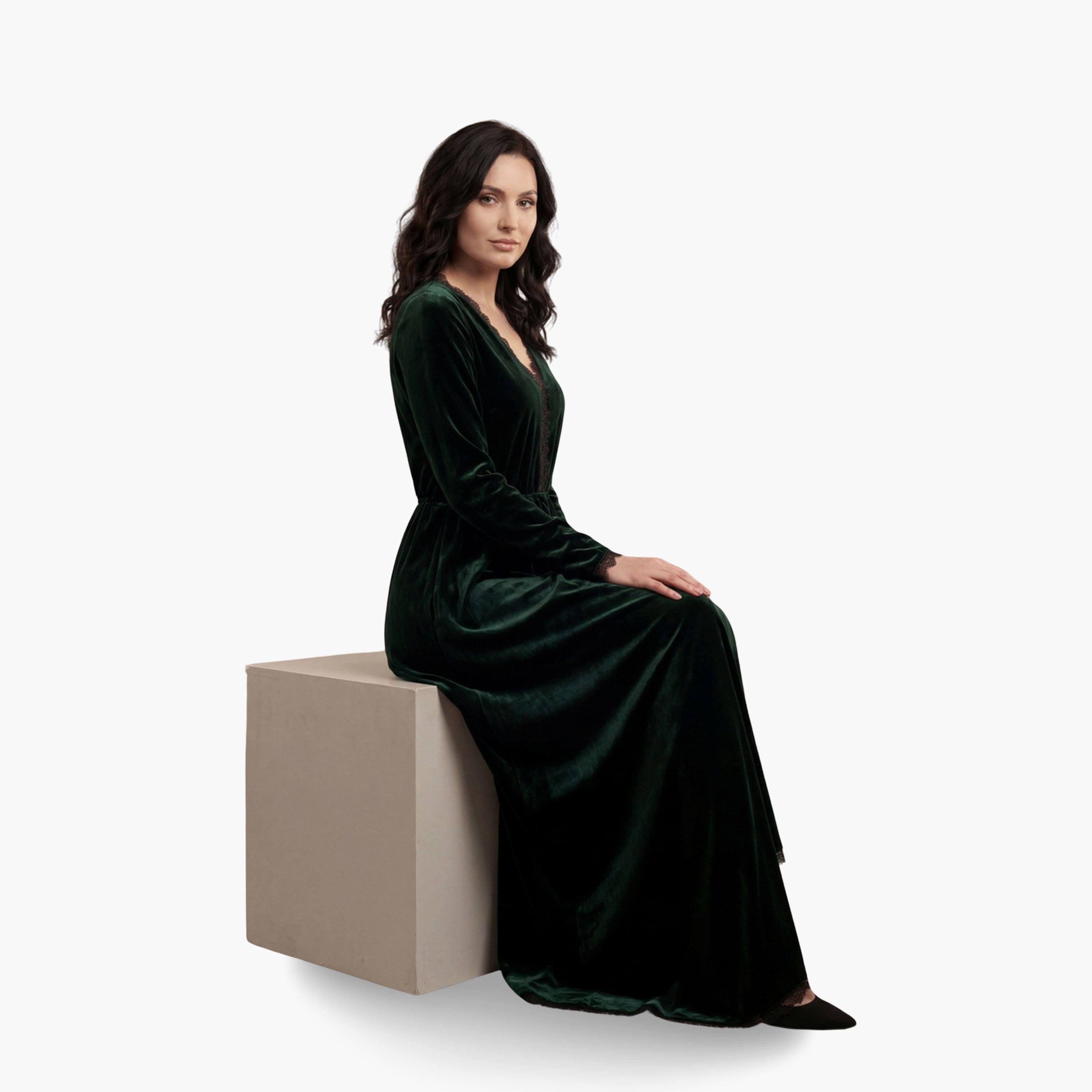 Mish Women V Neck Velvet Maxi Dress-women-clothing-dresses-image-3