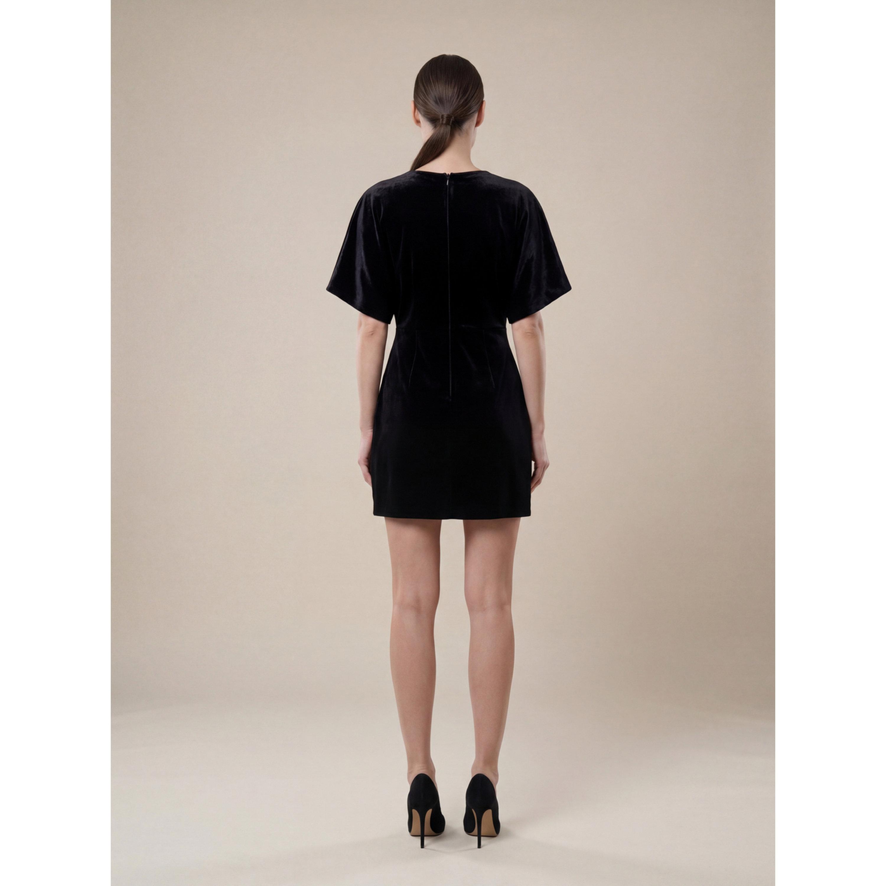 V فستان قصير نسائي مخمل بفتحة رقبة-women-clothing-dresses-image-5