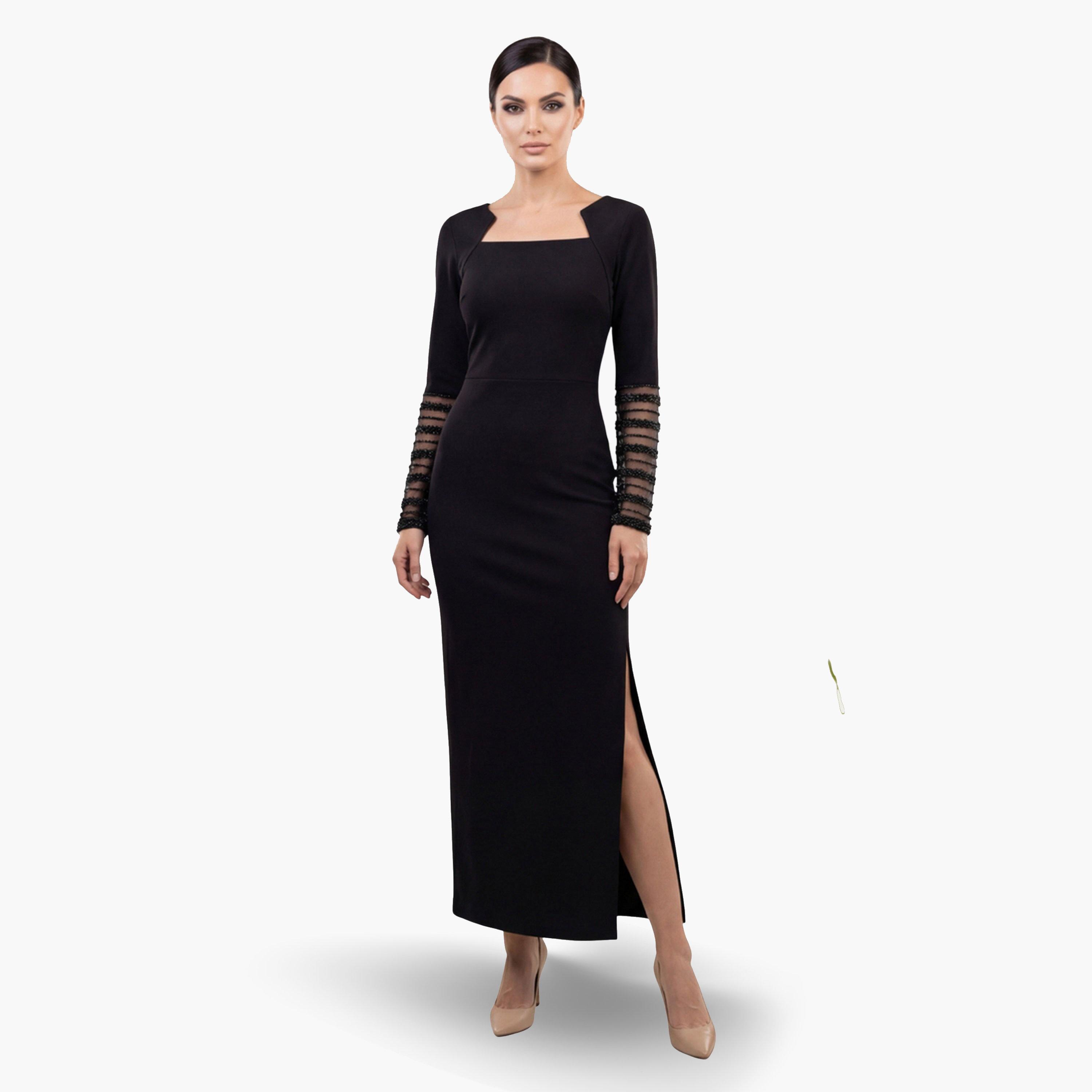 Mish Women Beaded Sleeves Sheath Maxi Dress-women-clothing-dresses-image-1