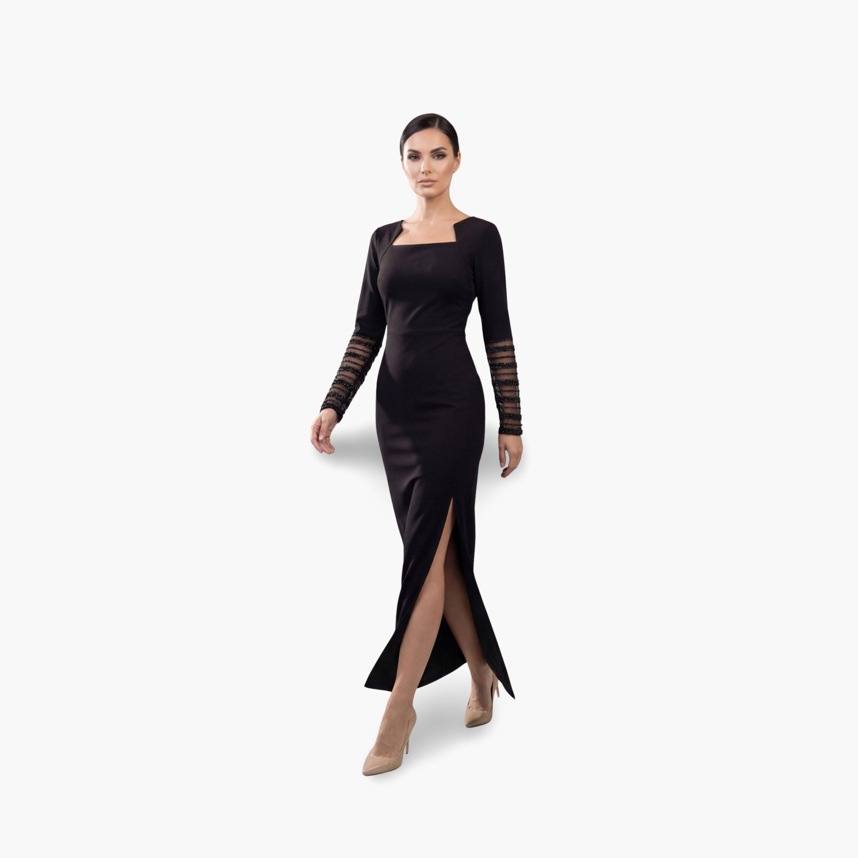 Mish Women Beaded Sleeves Sheath Maxi Dress-women-clothing-dresses-image-4