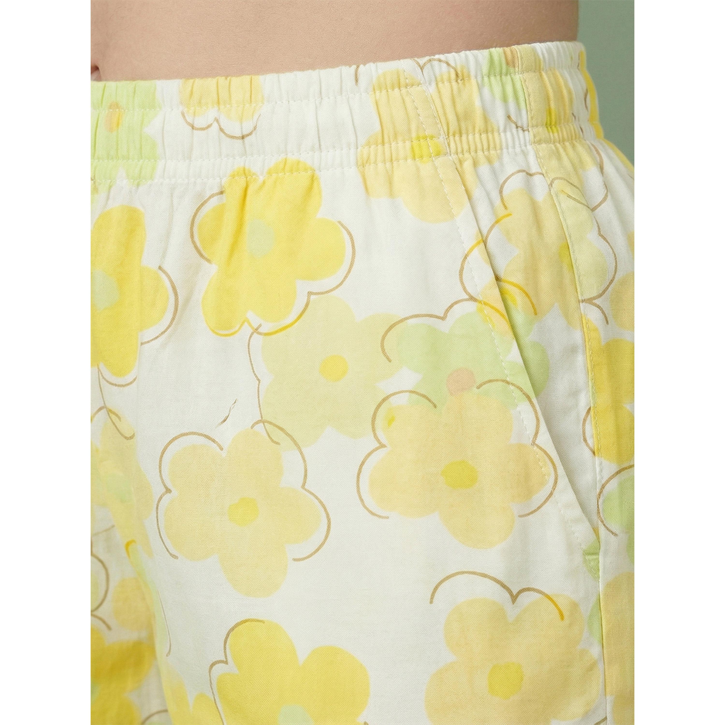 Mish Women Yellow Floral Print Cotton Shirt and Pyjama Set-women-clothing-nightwear-pyjamas-longsets-image-3