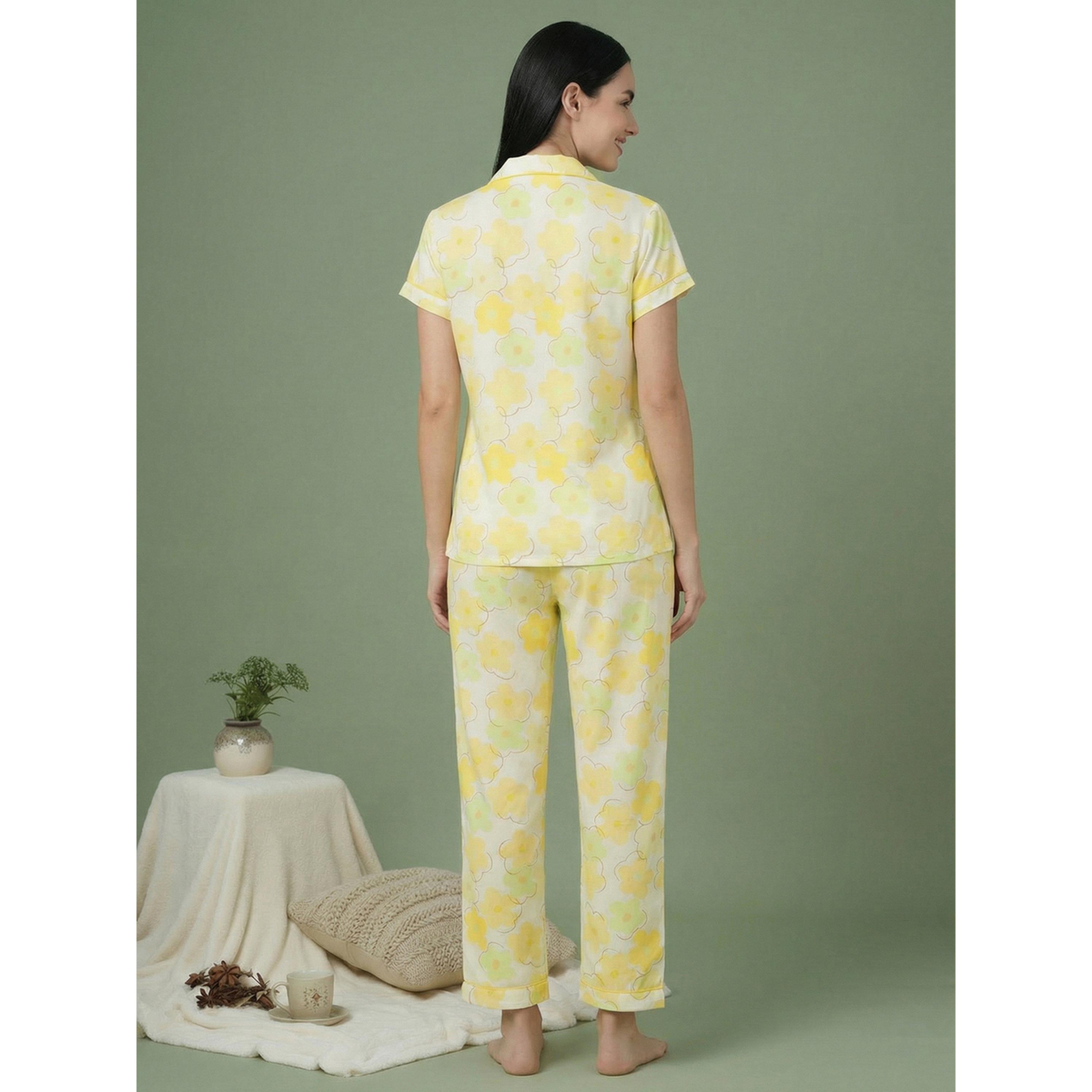 طقم بيجاما من بنطال وبلوزة قطن بطبعة زهور-women-clothing-nightwear-pyjamas-longsets-image-6