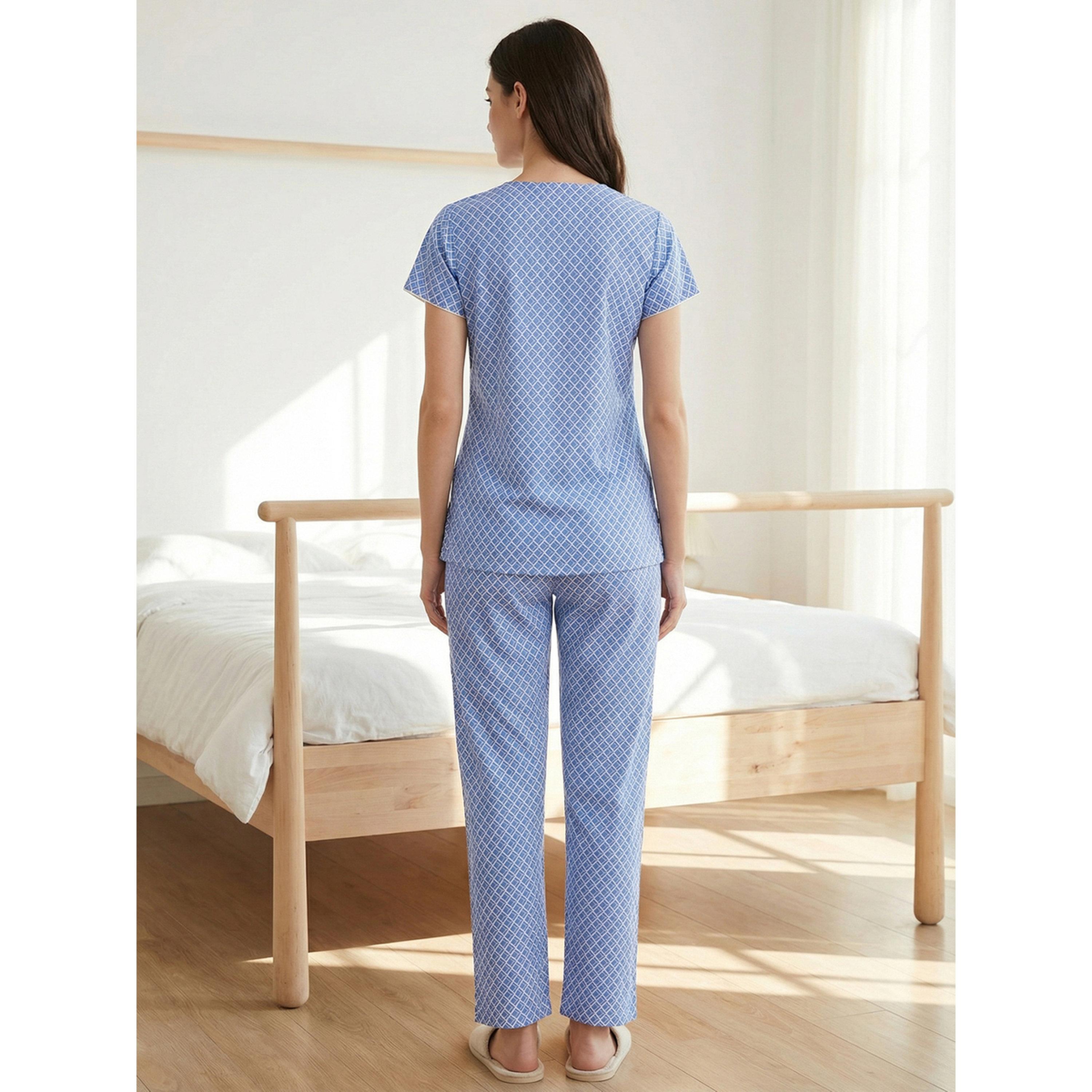 طقم بيجاما من بنطال وبلوزة بطبعة هندسية-women-clothing-nightwear-pyjamas-longsets-image-6