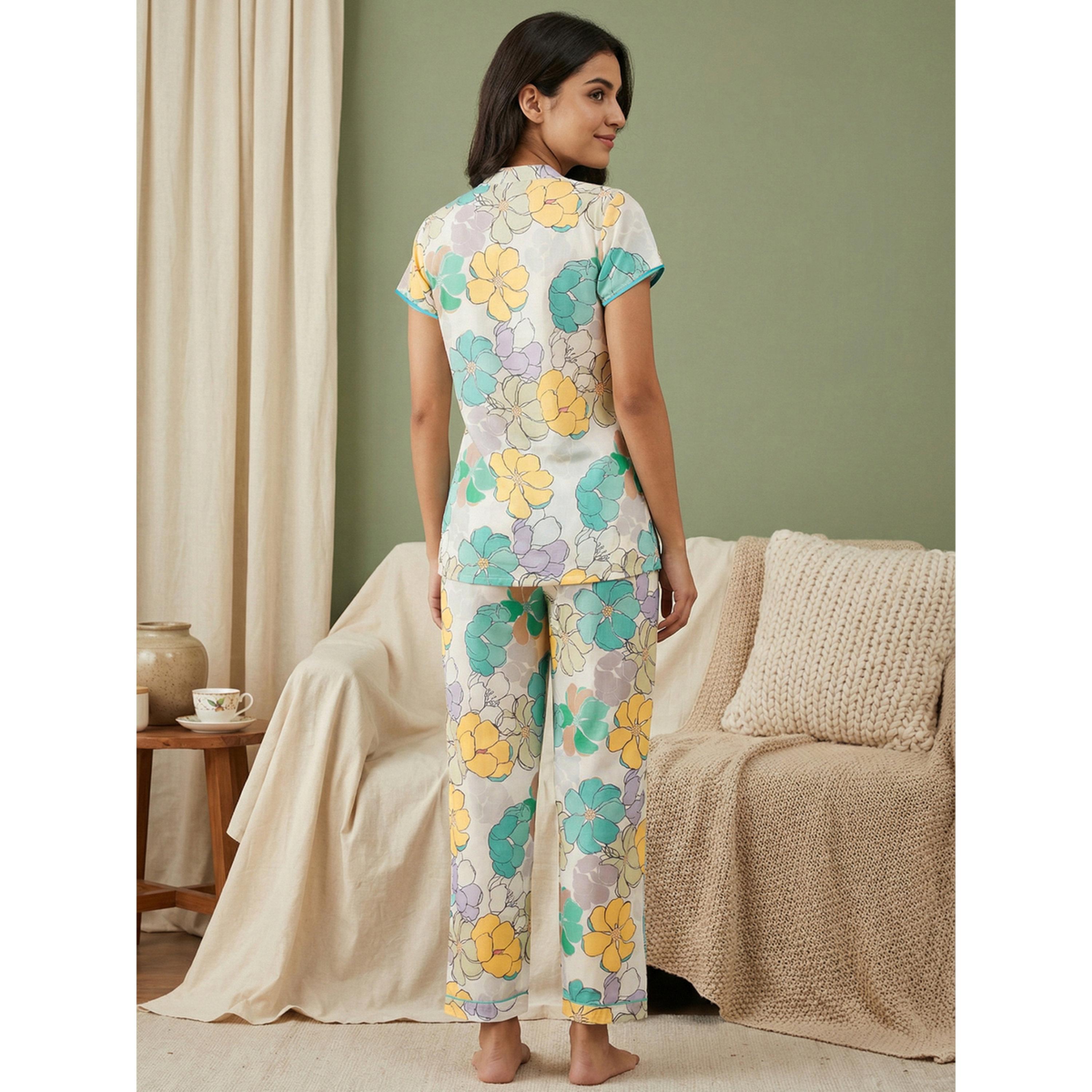 Mish Women Floral Print Cotton Shirt and Pyjama Set-women-clothing-nightwear-pyjamas-longsets-image-5