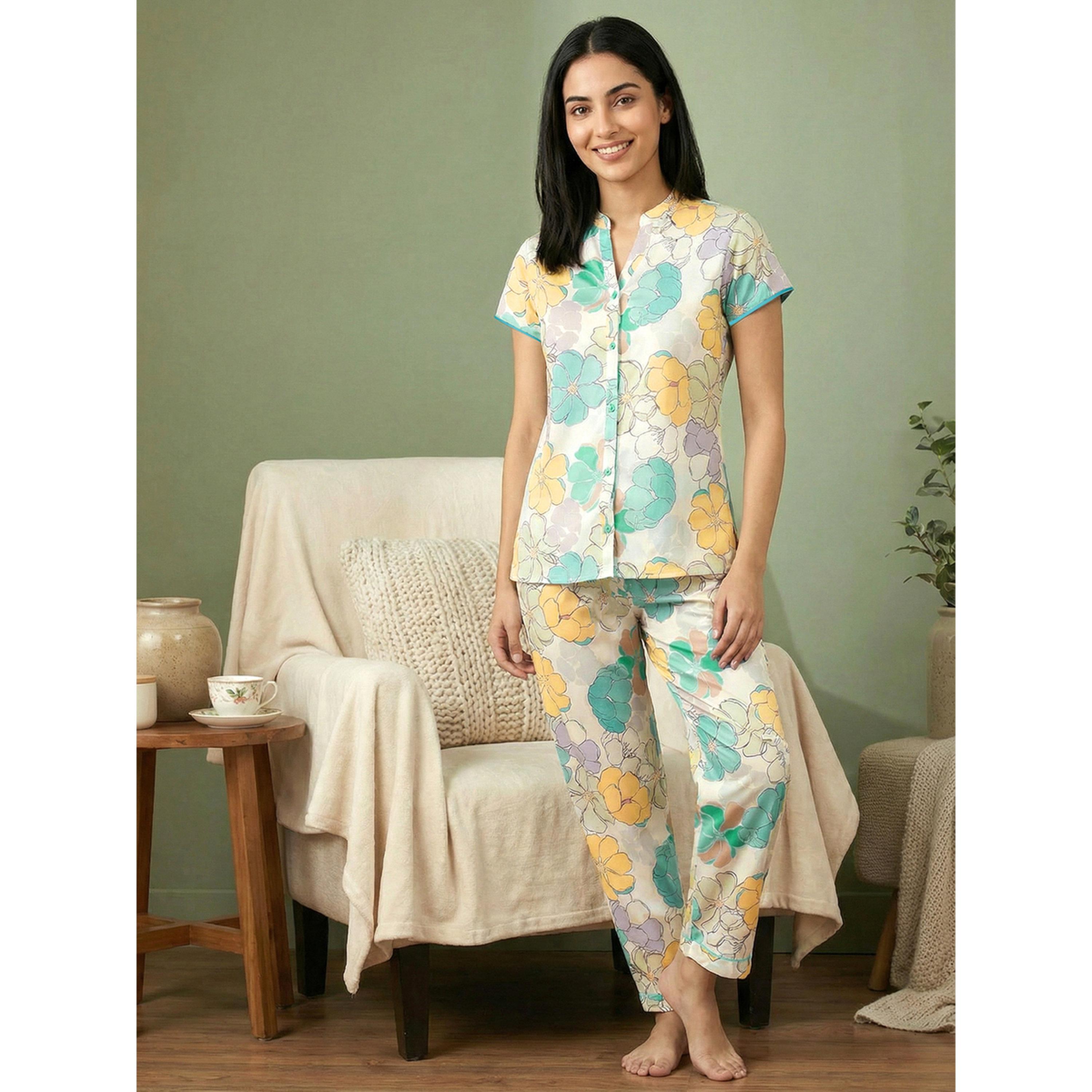 Mish Women Floral Print Cotton Shirt and Pyjama Set-women-clothing-nightwear-pyjamas-longsets-image-6