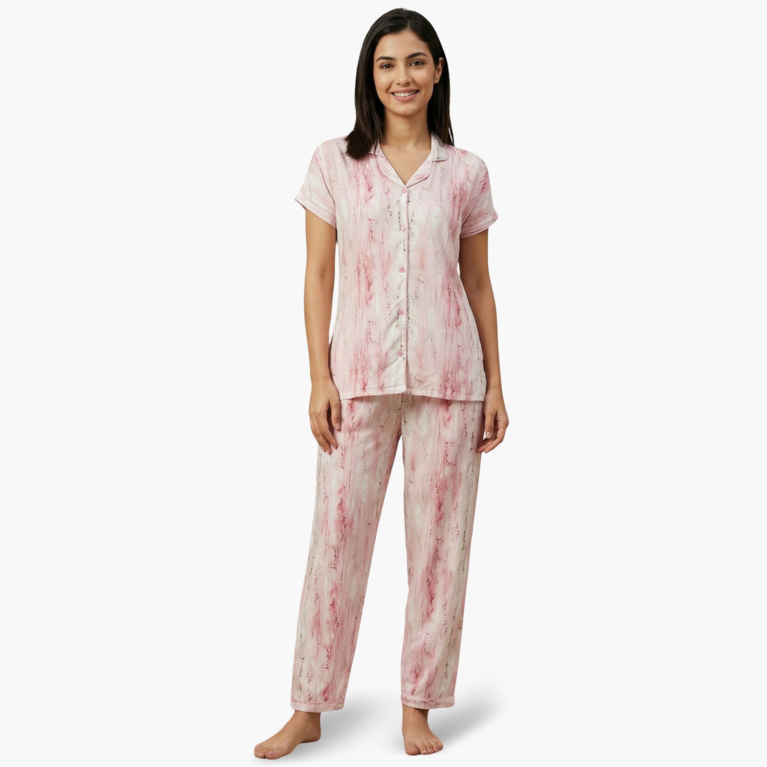 Mish Women Pink Cotton Shirt and Pyjama Set-women-clothing-nightwear-pyjamas-longsets-image-1