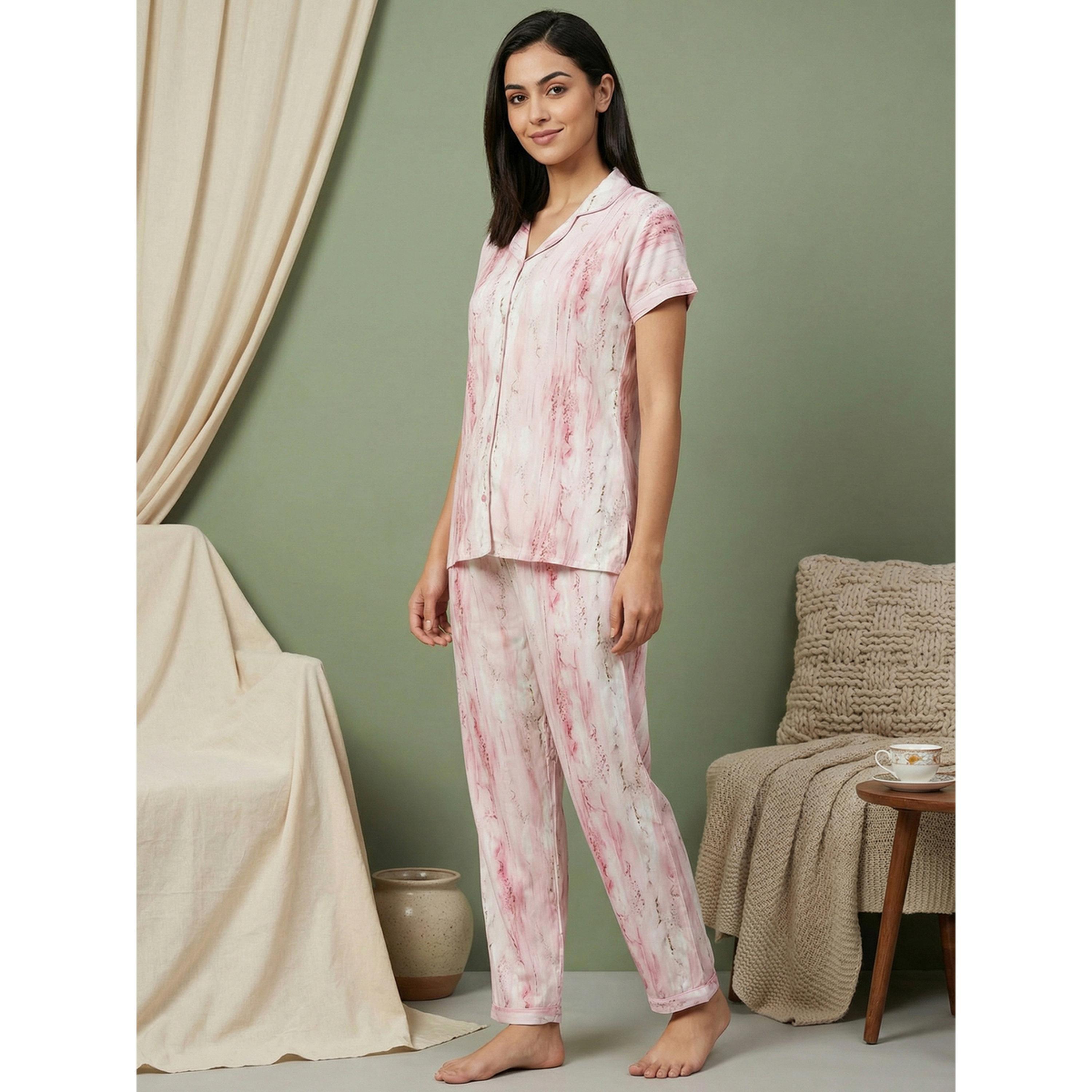 طقم بيجاما من بنطال وبلوزة قطن-women-clothing-nightwear-pyjamas-longsets-image-4