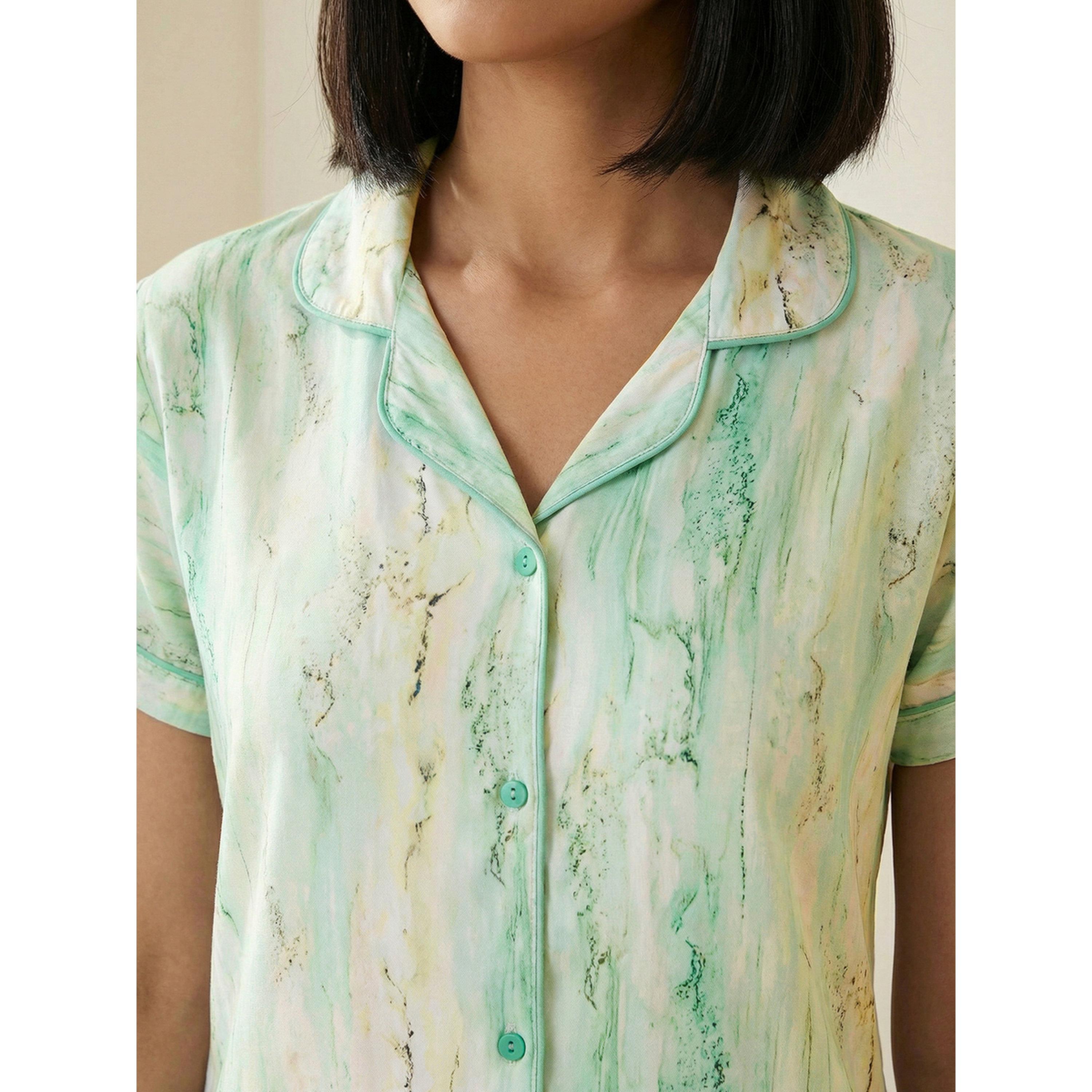 طقم بيجاما من بنطال بلوزة قطن بأكمام قصيرة-women-clothing-nightwear-pyjamas-longsets-image-2