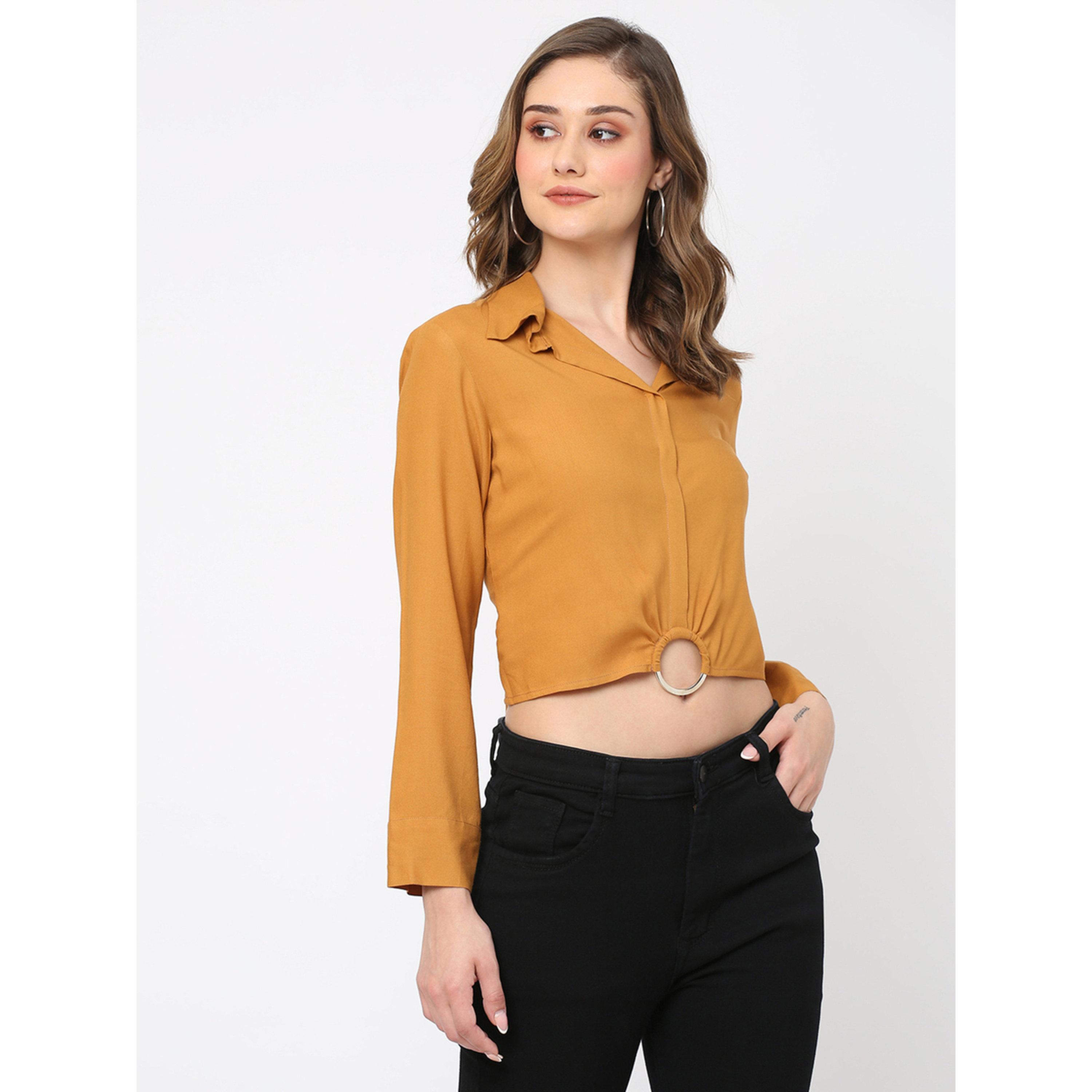 بلوزة قصيرة بتفاصيل إبزيم دائري-women-clothing-shirtsandblouses-blouses-image-3
