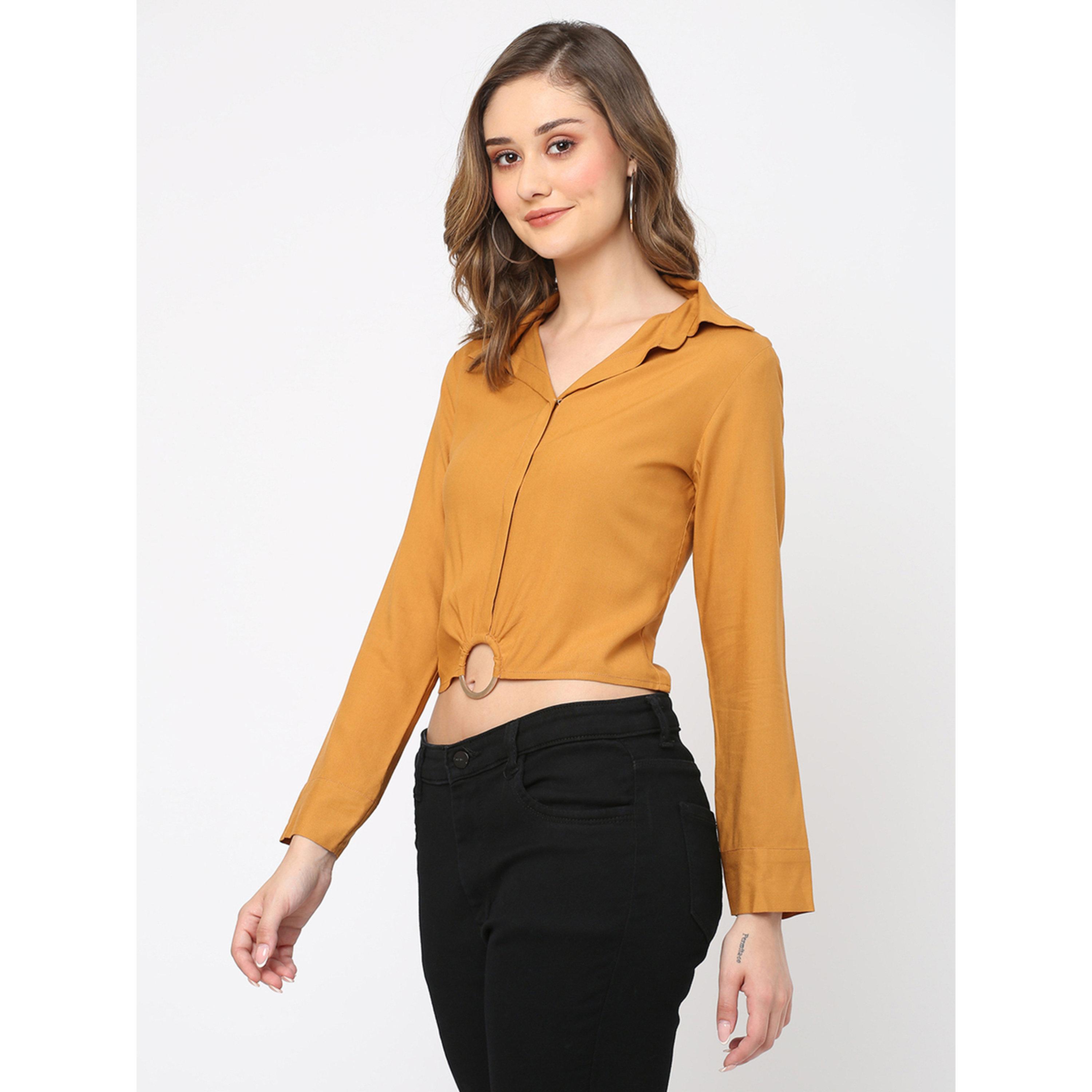 بلوزة قصيرة بتفاصيل إبزيم دائري-women-clothing-shirtsandblouses-blouses-image-4