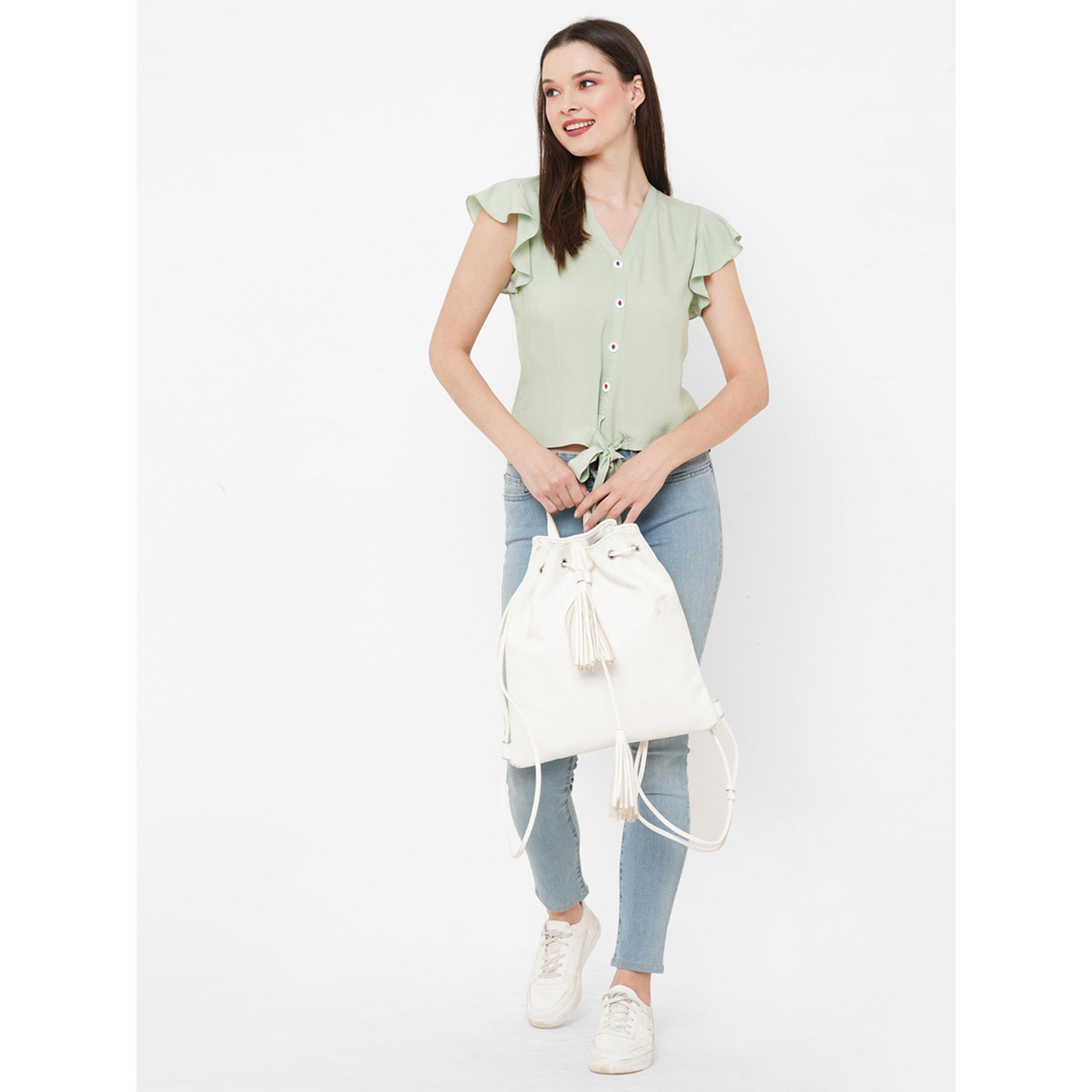 بلوزة بأكمام مكشكشة وتفاصيل ربطة-women-clothing-shirtsandblouses-blouses-image-2