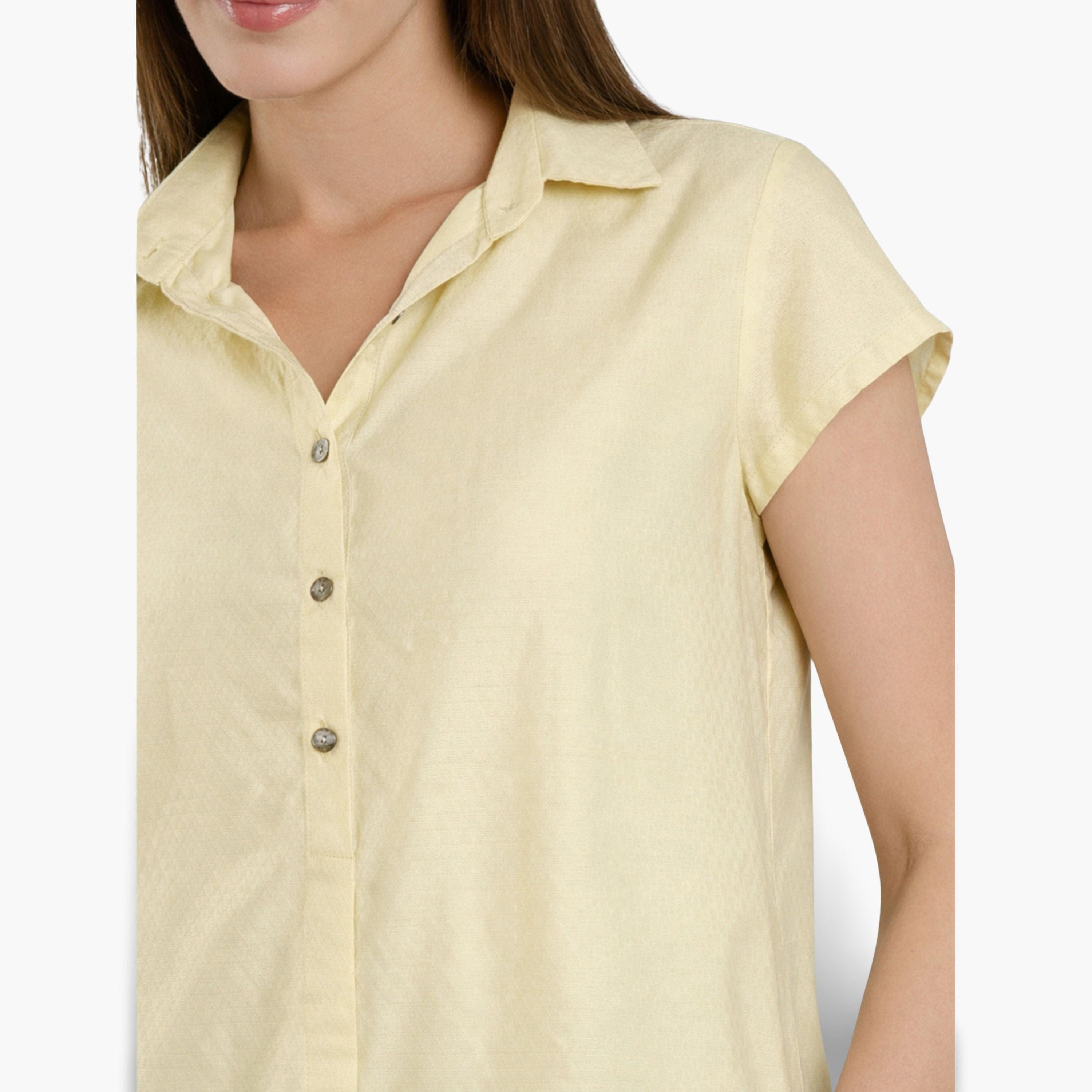 قميص بأكمام قصيرة وأزرار-women-clothing-shirtsandblouses-shirts-image-3