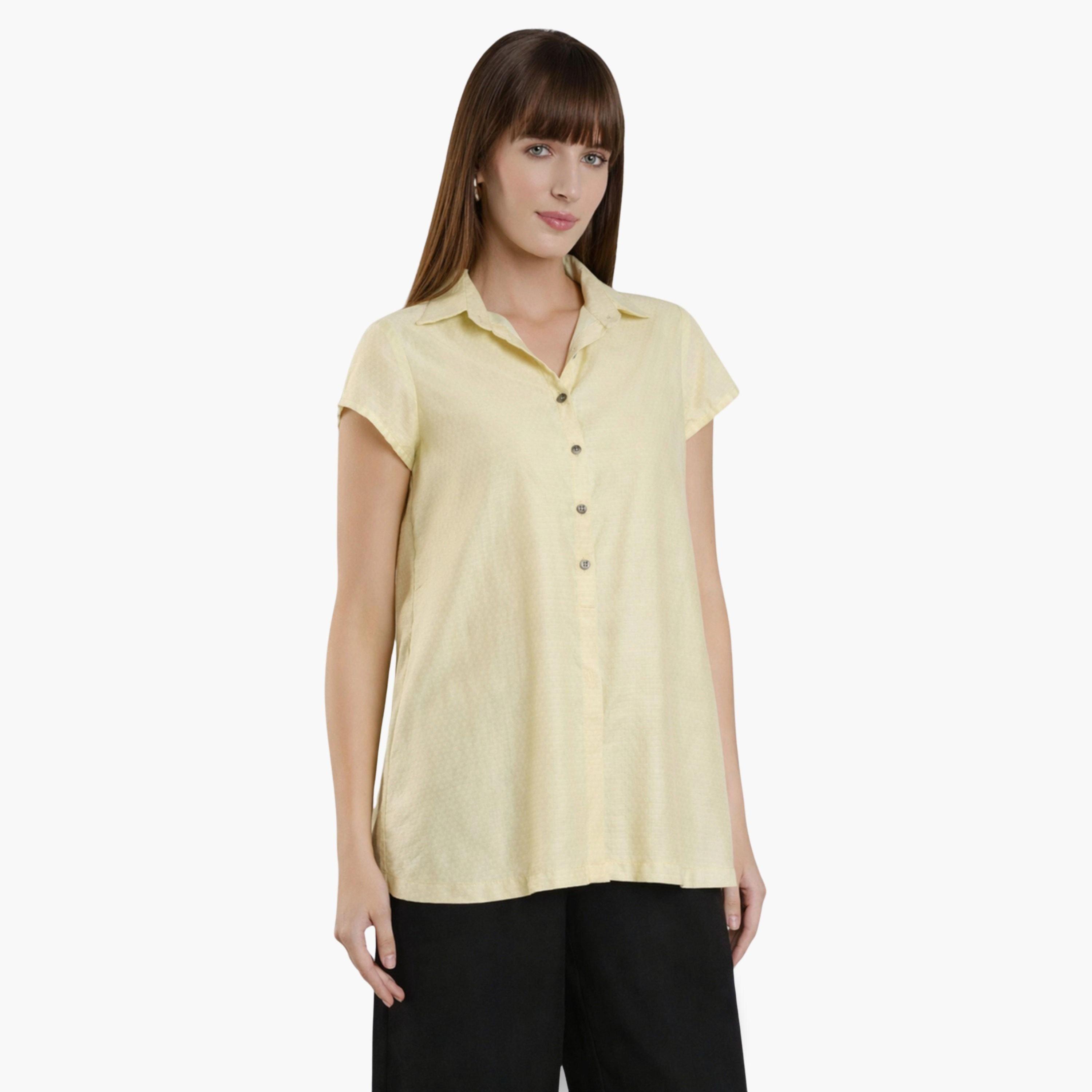 قميص بأكمام قصيرة وأزرار-women-clothing-shirtsandblouses-shirts-image-4
