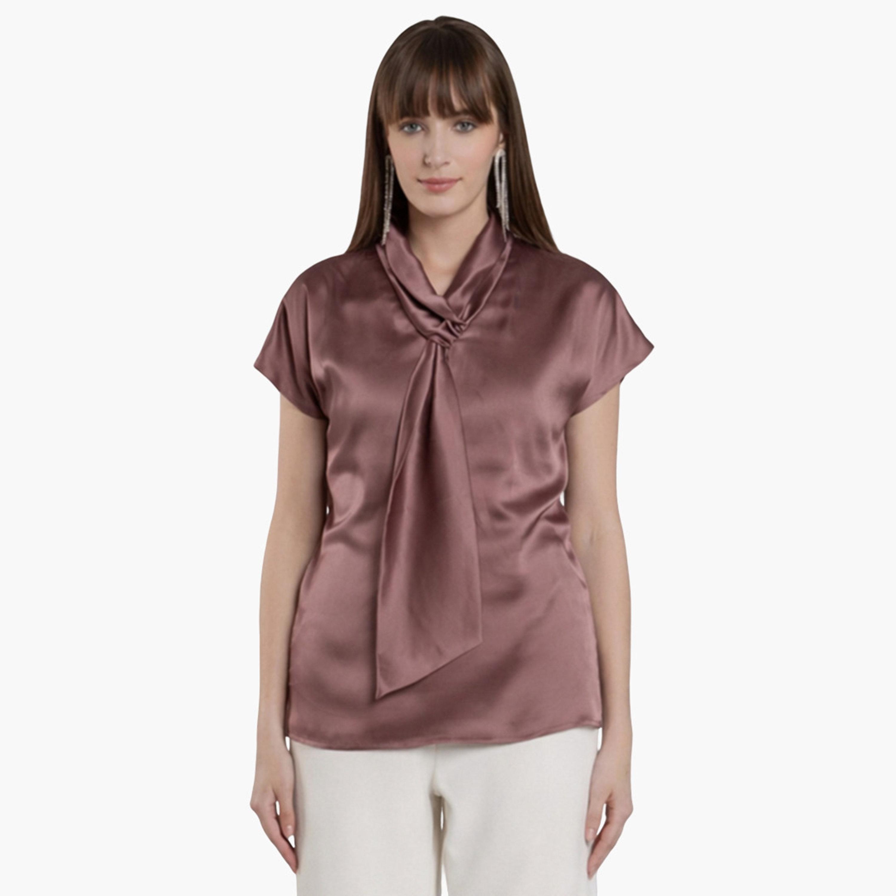 Mish Women Satin Tie-Neck Top-women-clothing-shirtsandblouses-blouses-image-1